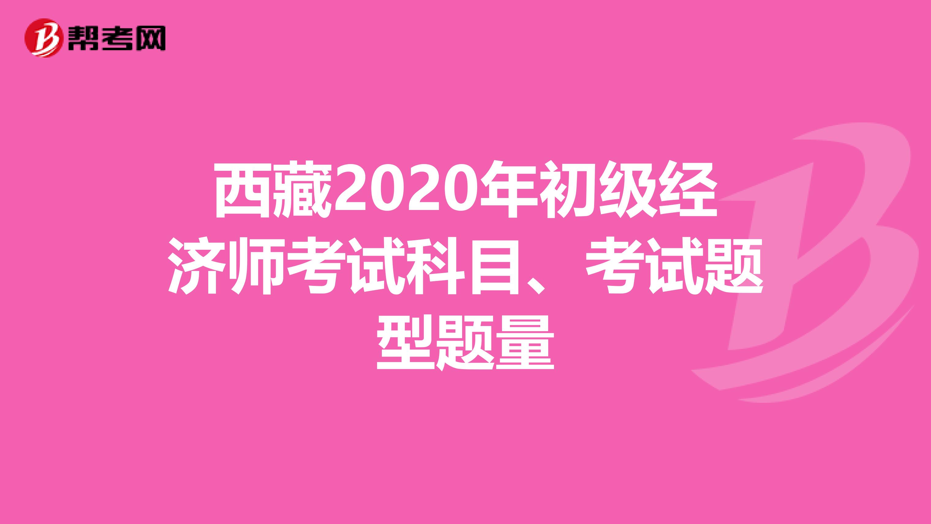 西藏2020年初級經濟師考試科目、考試題型題量