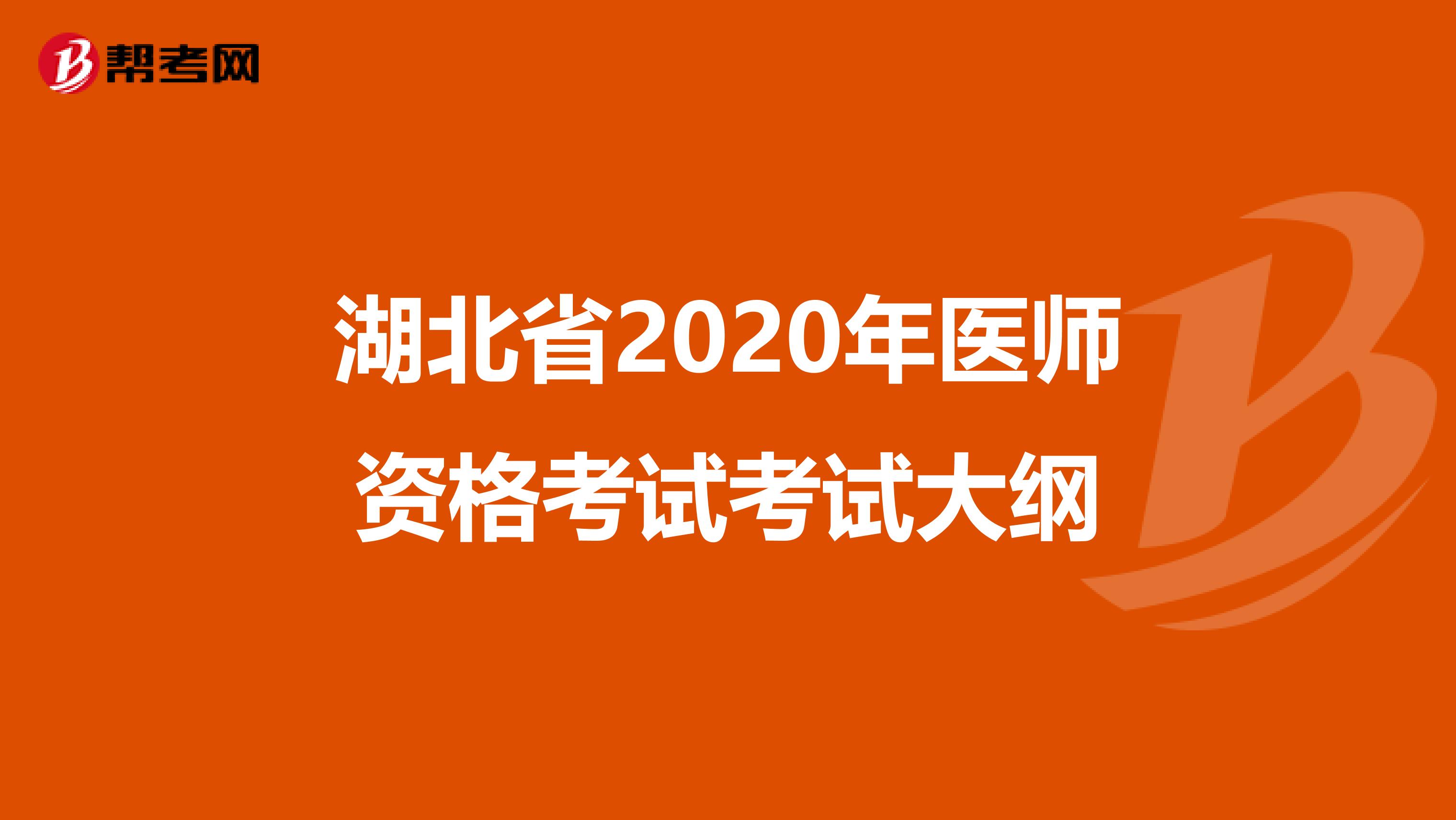 湖北省2020年医师资格考试考试大纲