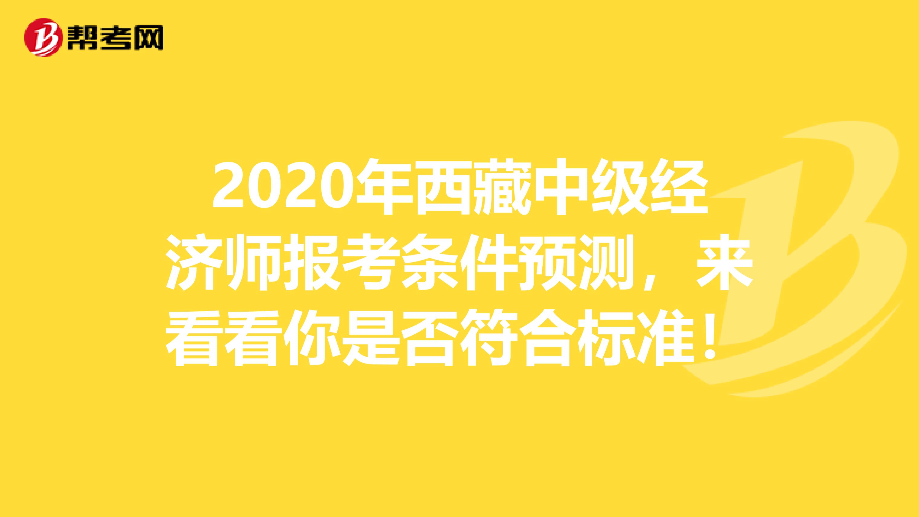 2020年西藏中级经济师报考条件预测，来看看你是否符合标准！