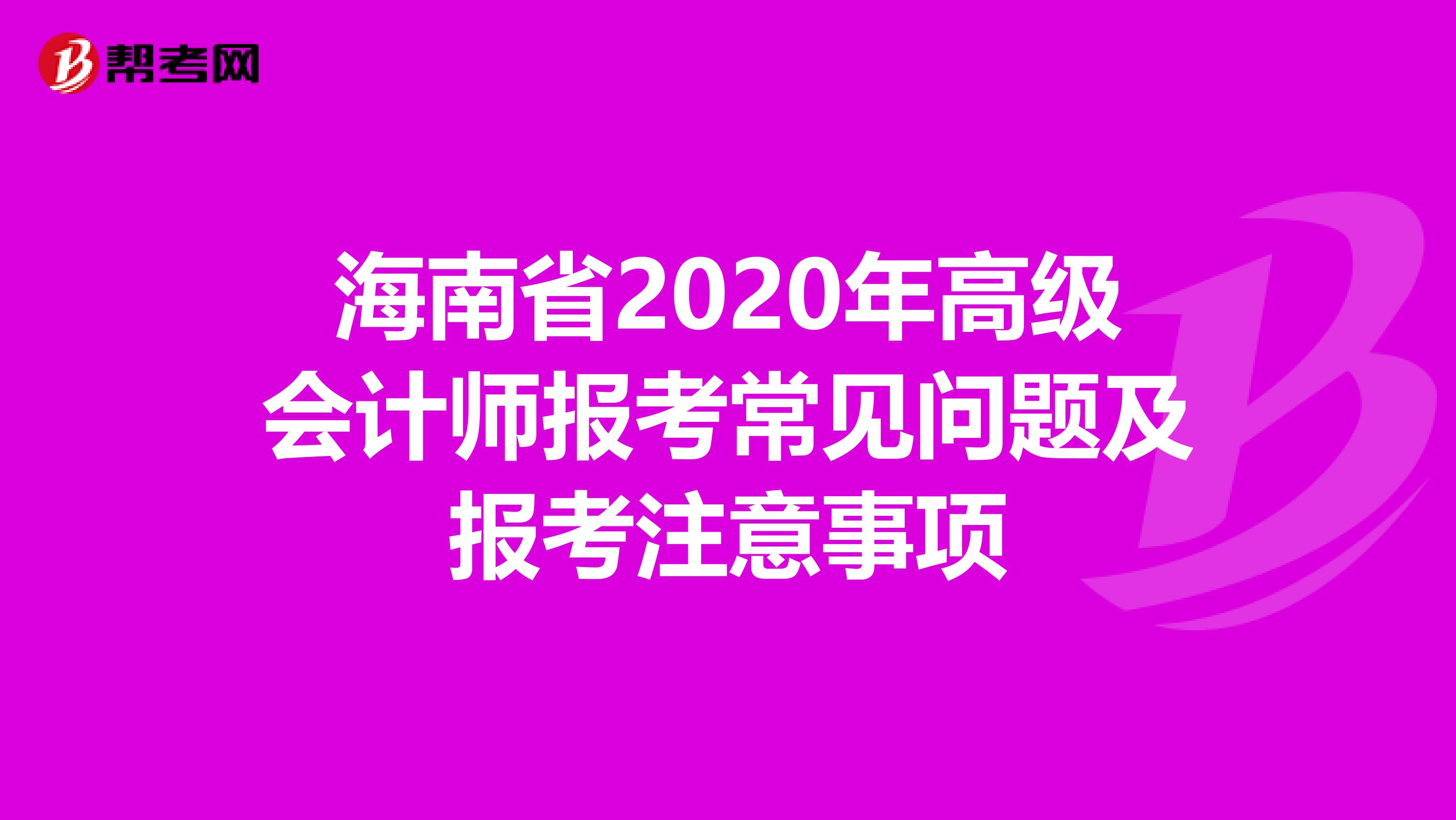 海南省2020年高级会计师报考常见问题及报考注意事项