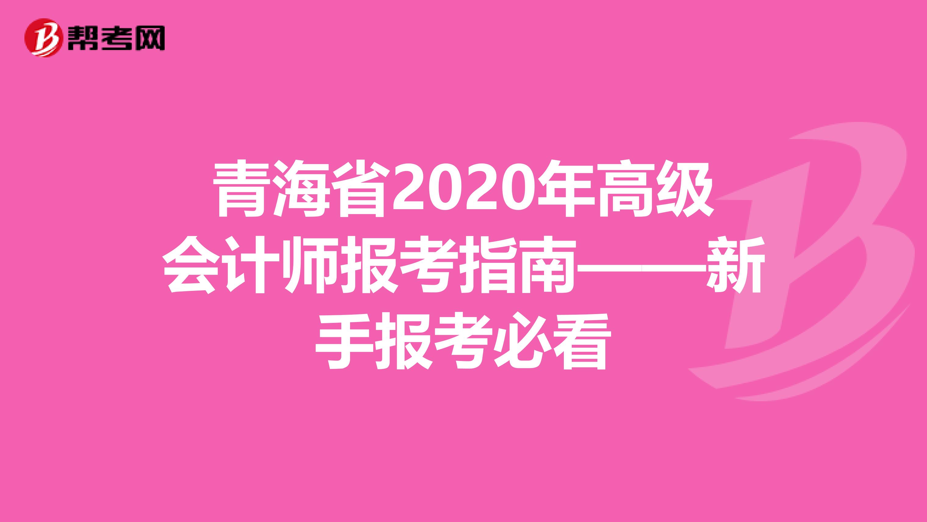青海省2020年高級(jí)會(huì)計(jì)師報(bào)考指南——新手報(bào)考必看