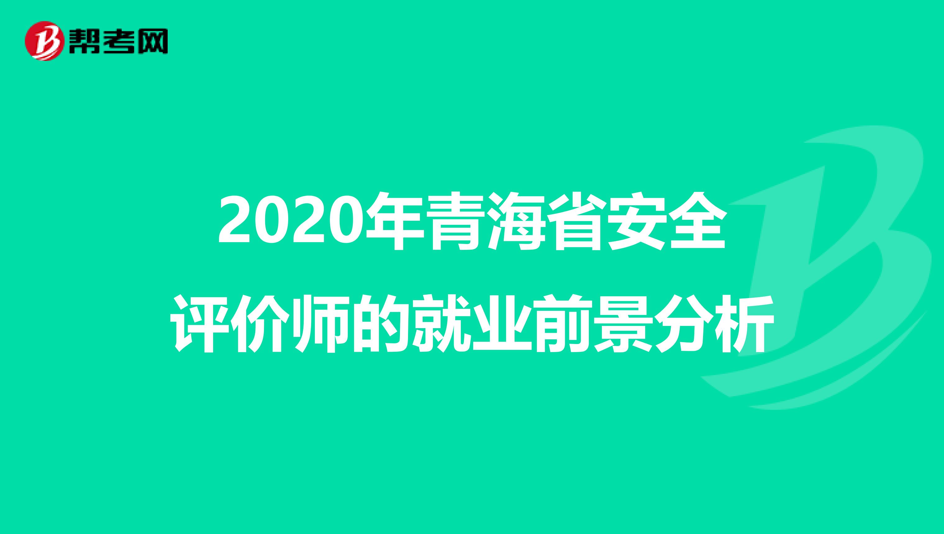 2020年青海省安全评价师的就业前景分析