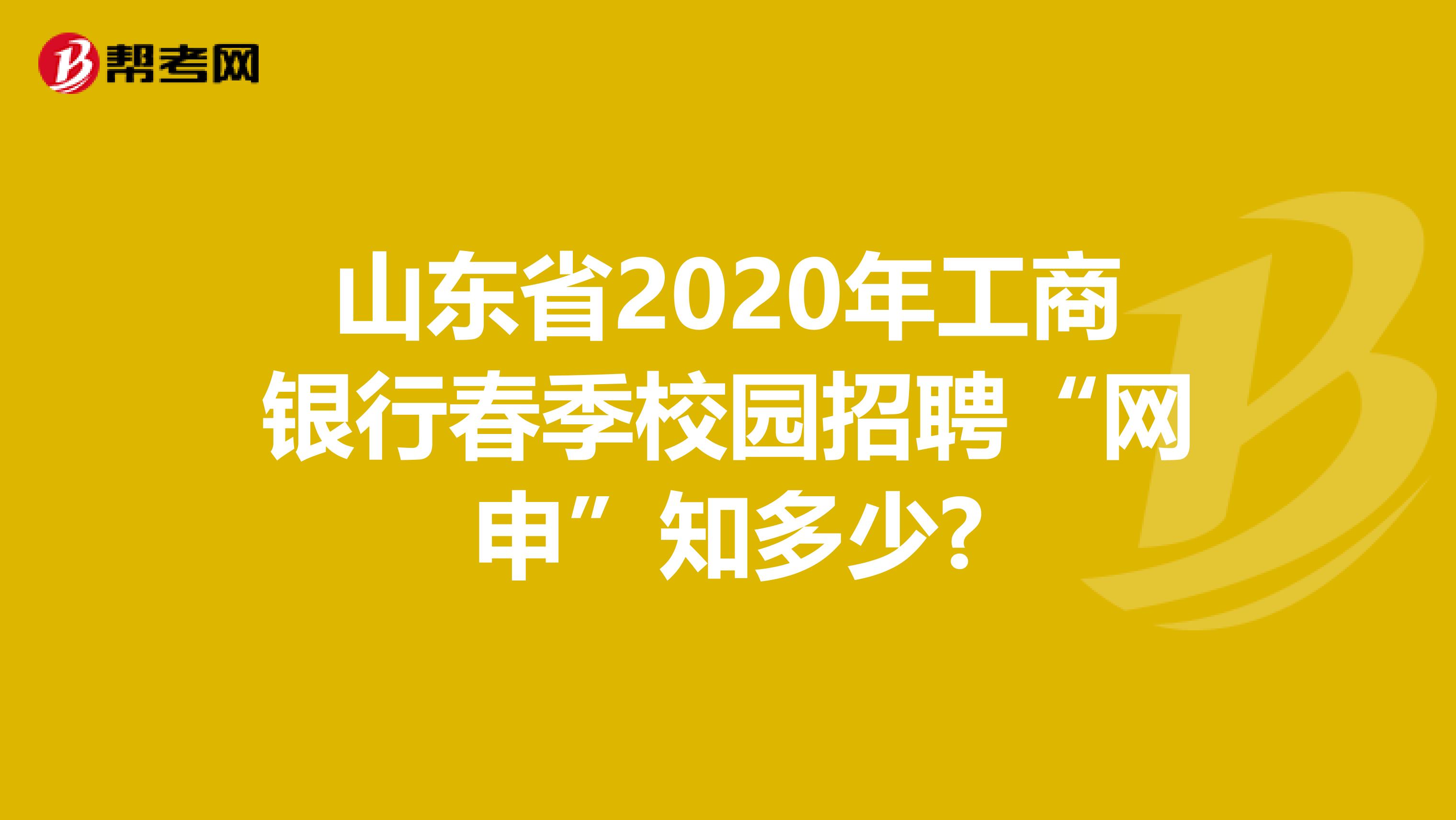 山东省2020年工商银行春季校园招聘“网申”知多少?