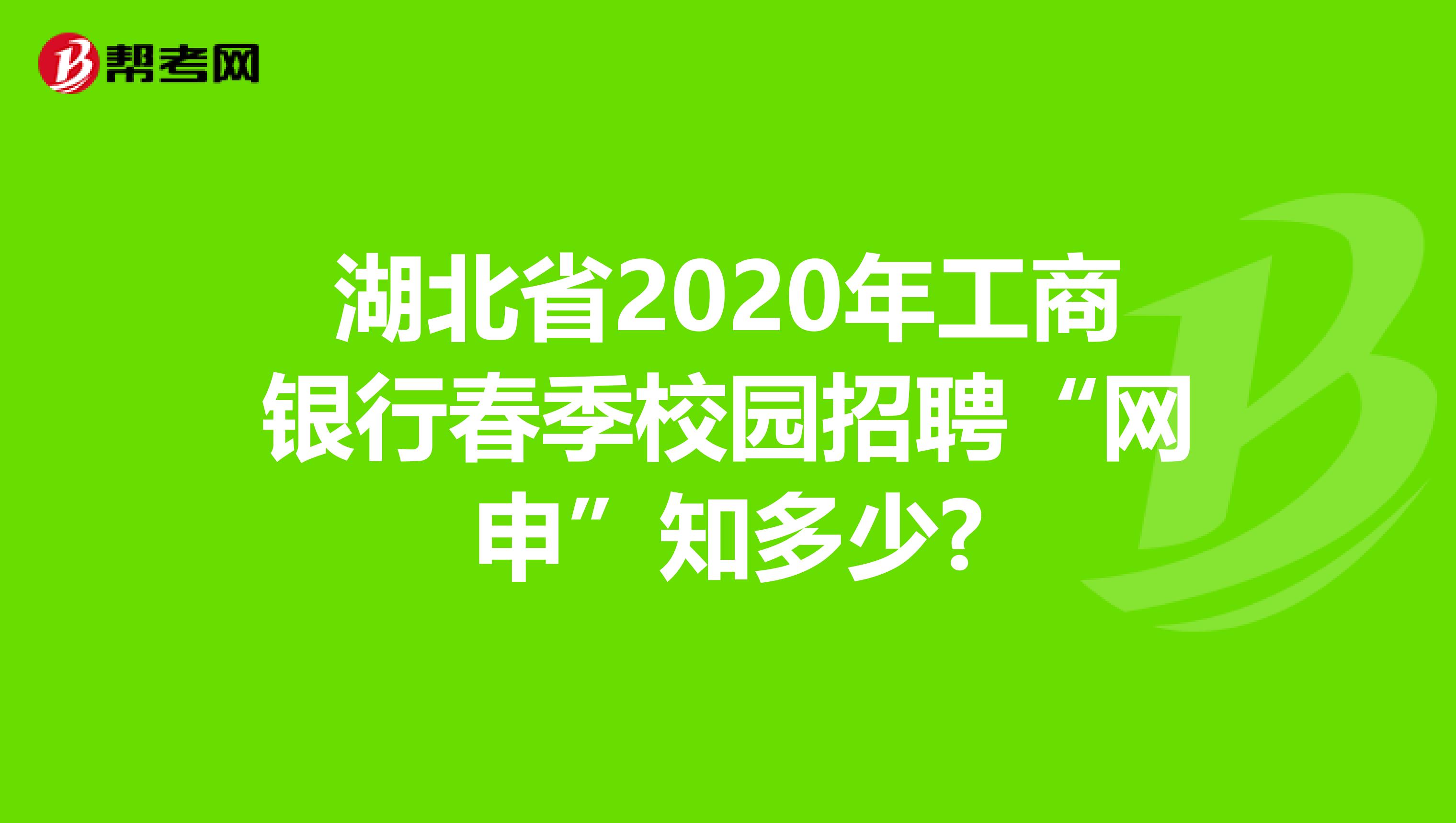 湖北省2020年工商银行春季校园招聘“网申”知多少?
