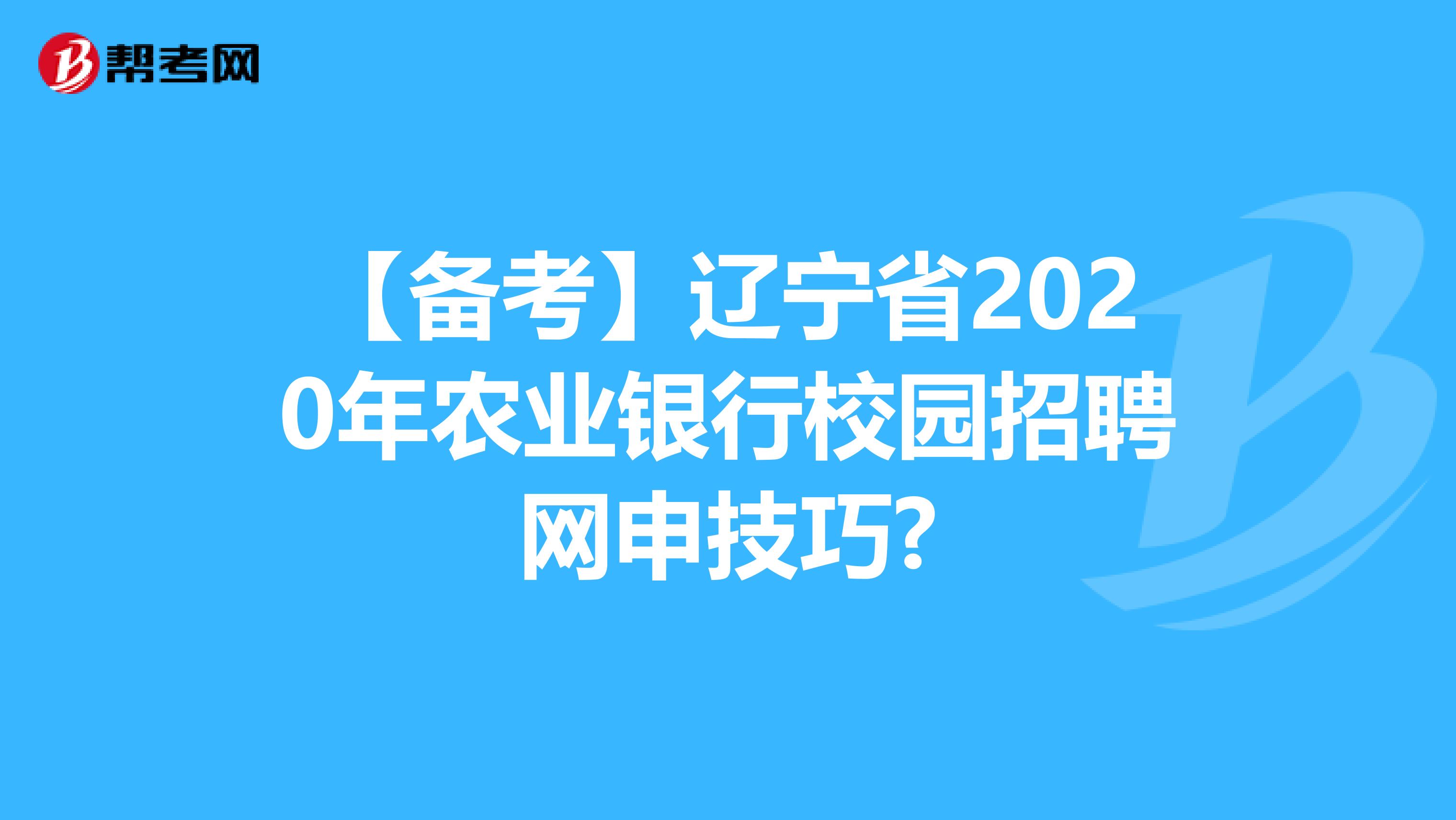 【备考】辽宁省2020年农业银行校园招聘网申技巧?