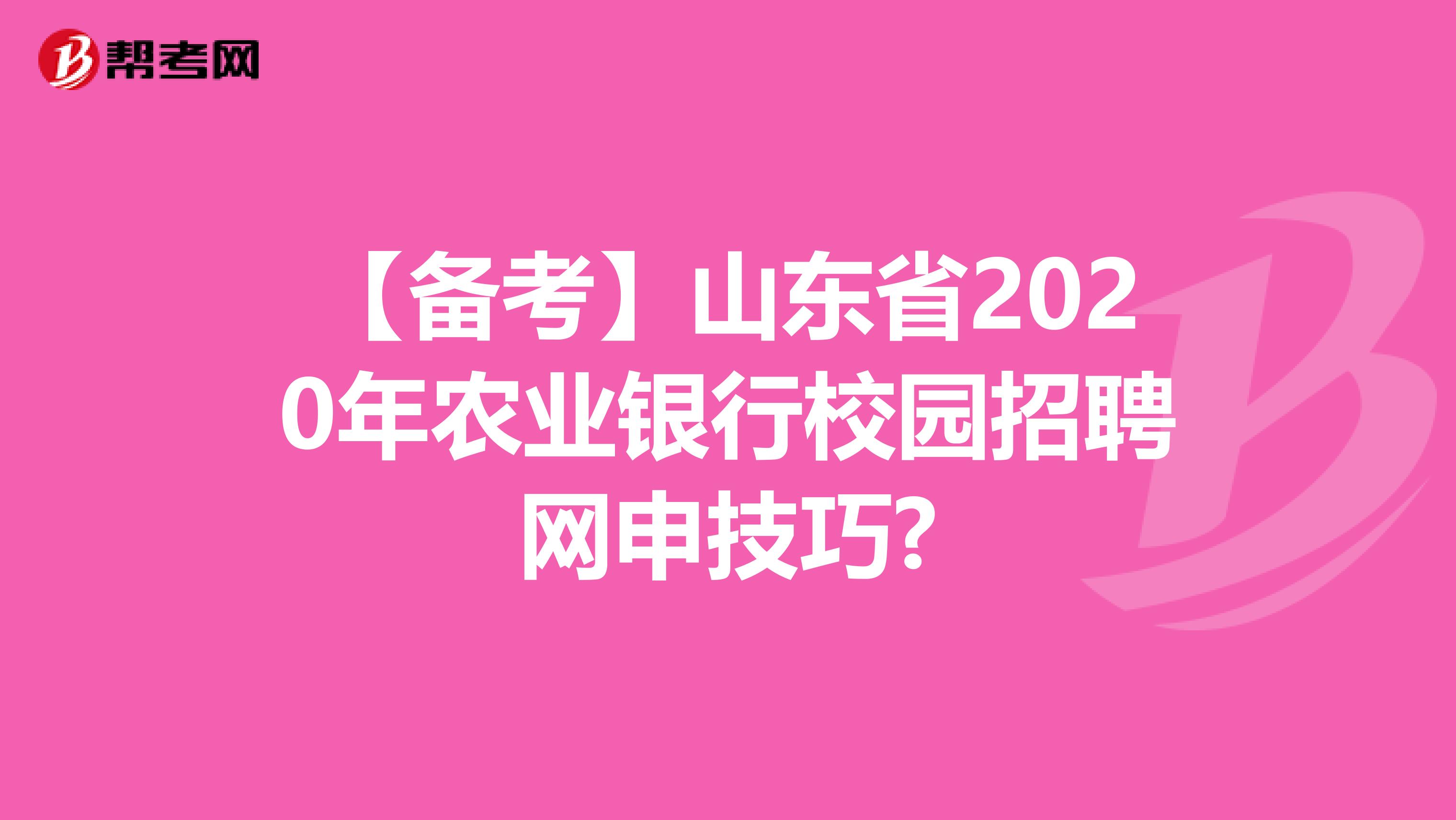 【备考】山东省2020年农业银行校园招聘网申技巧?