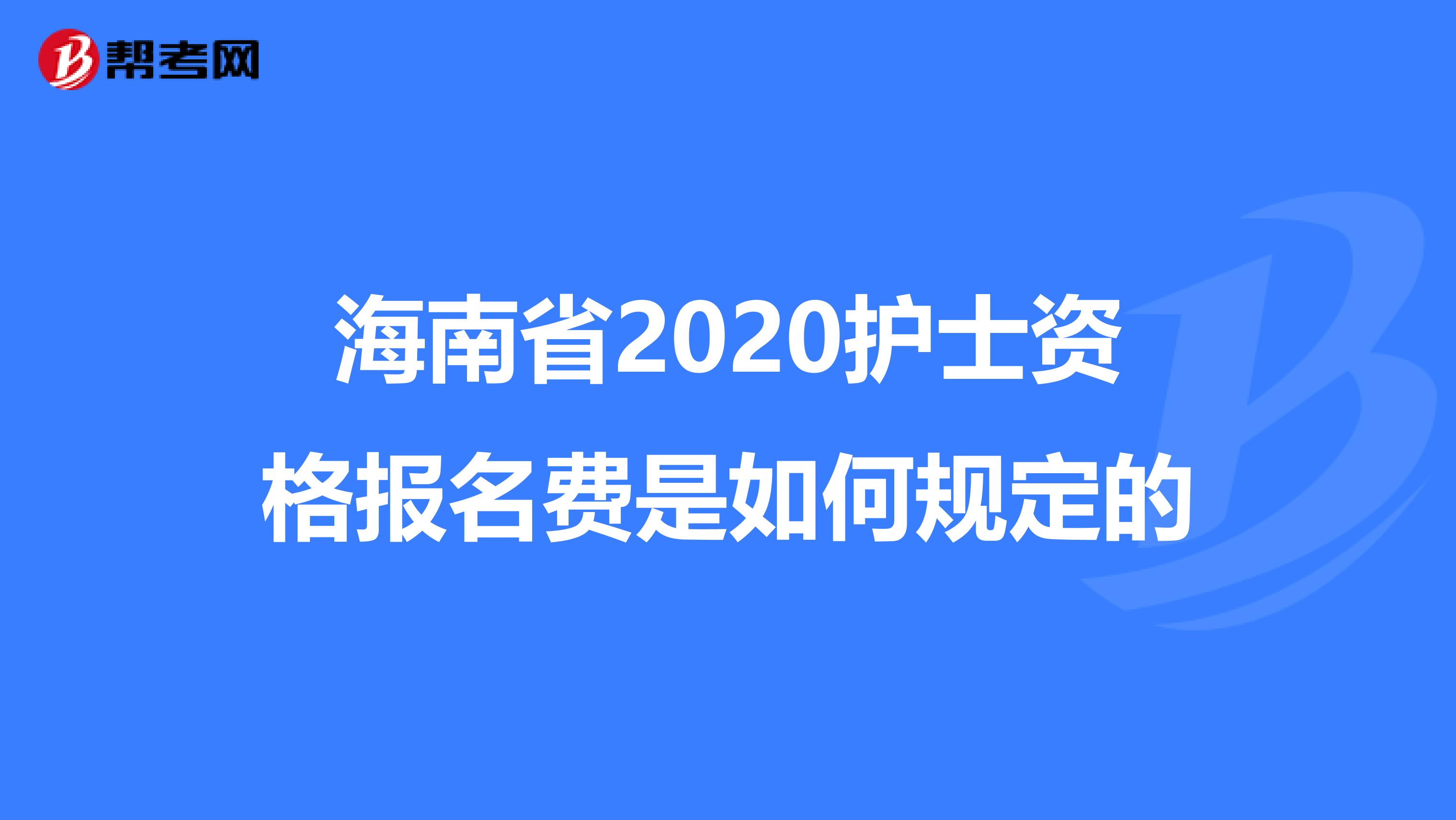 海南省2020护士资格报名费是如何规定的