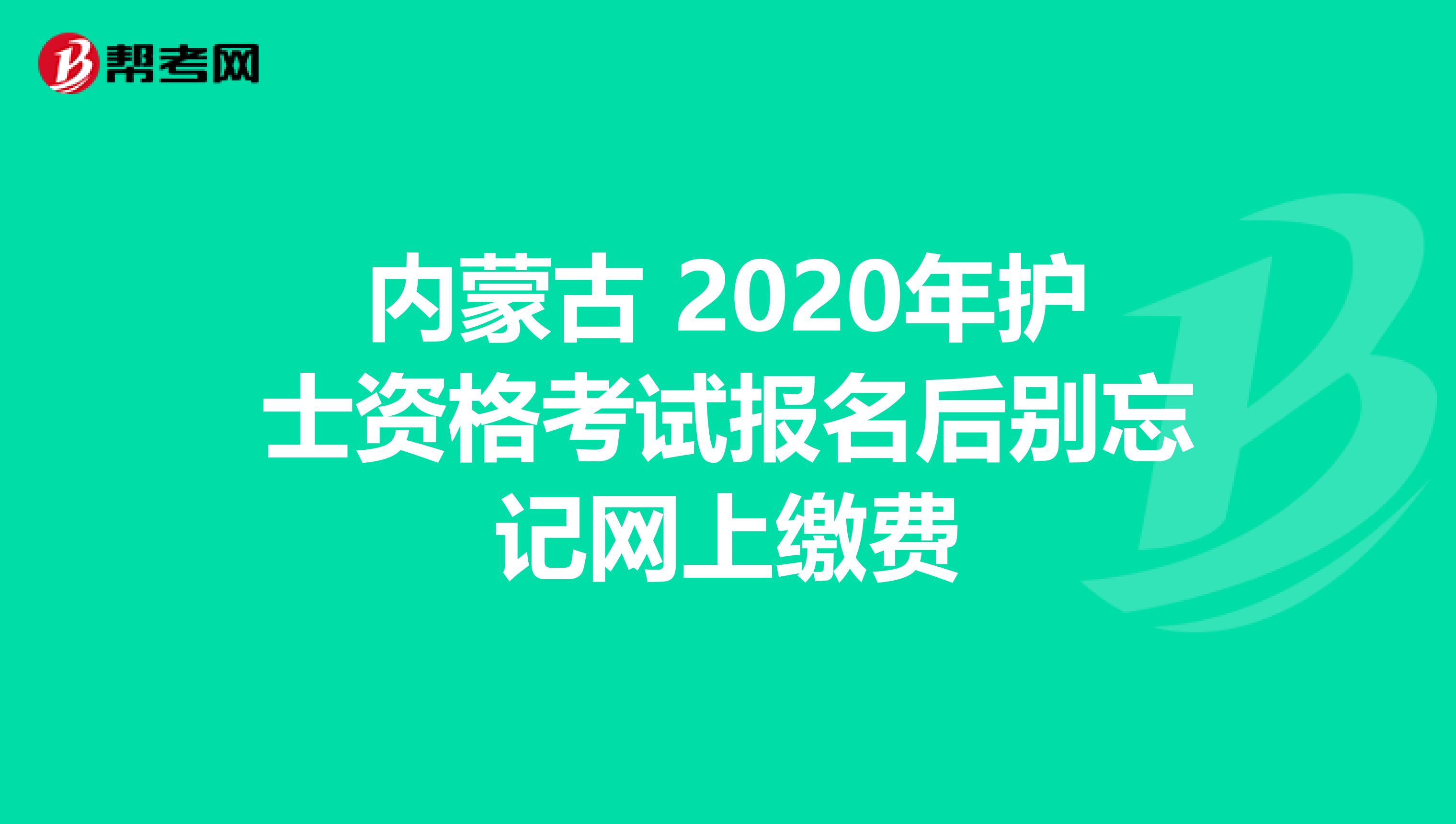 內蒙古 2020年護士資格考試報名后別忘記網上繳費