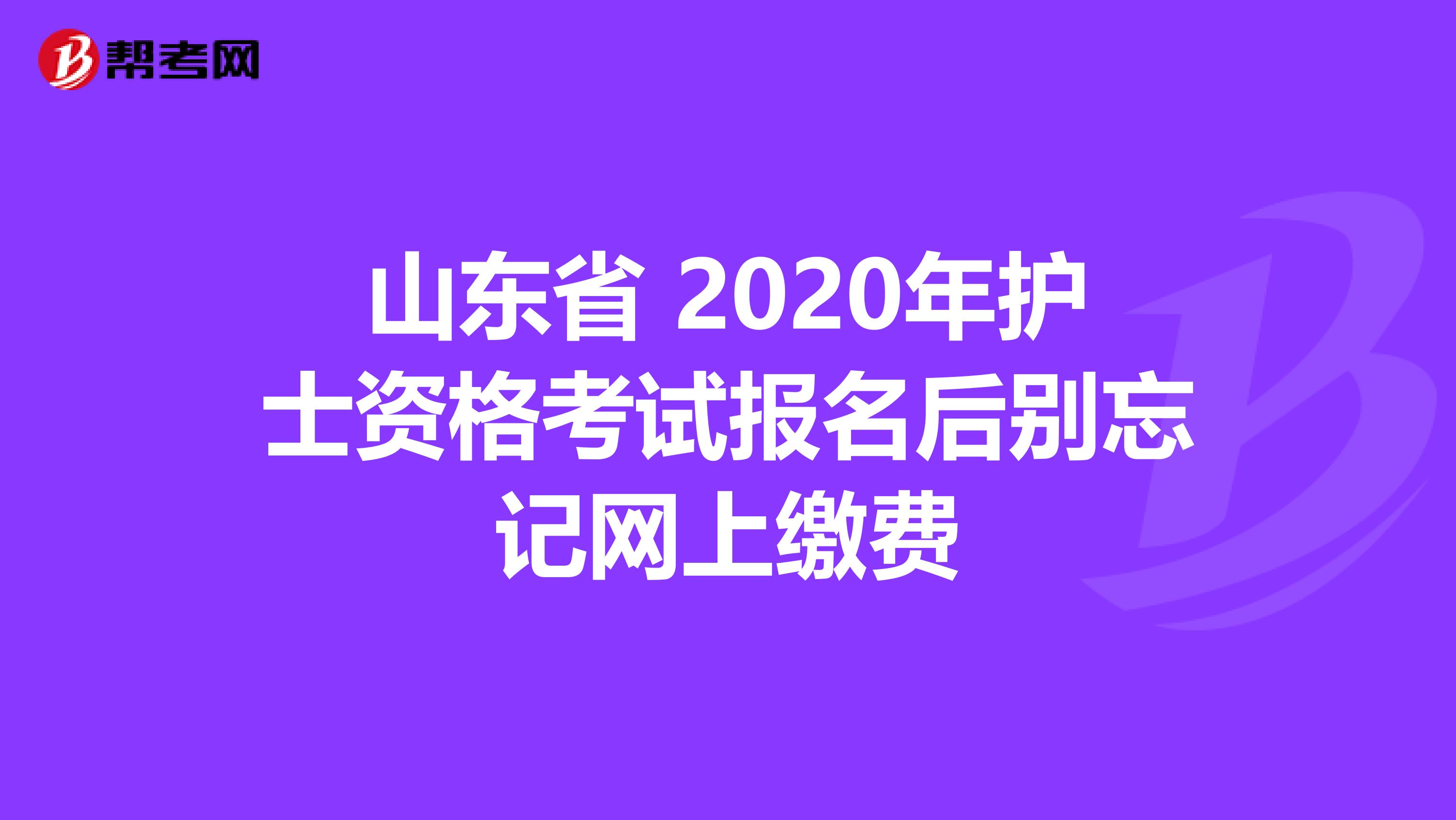 山东省 2020年护士资格考试报名后别忘记网上缴费