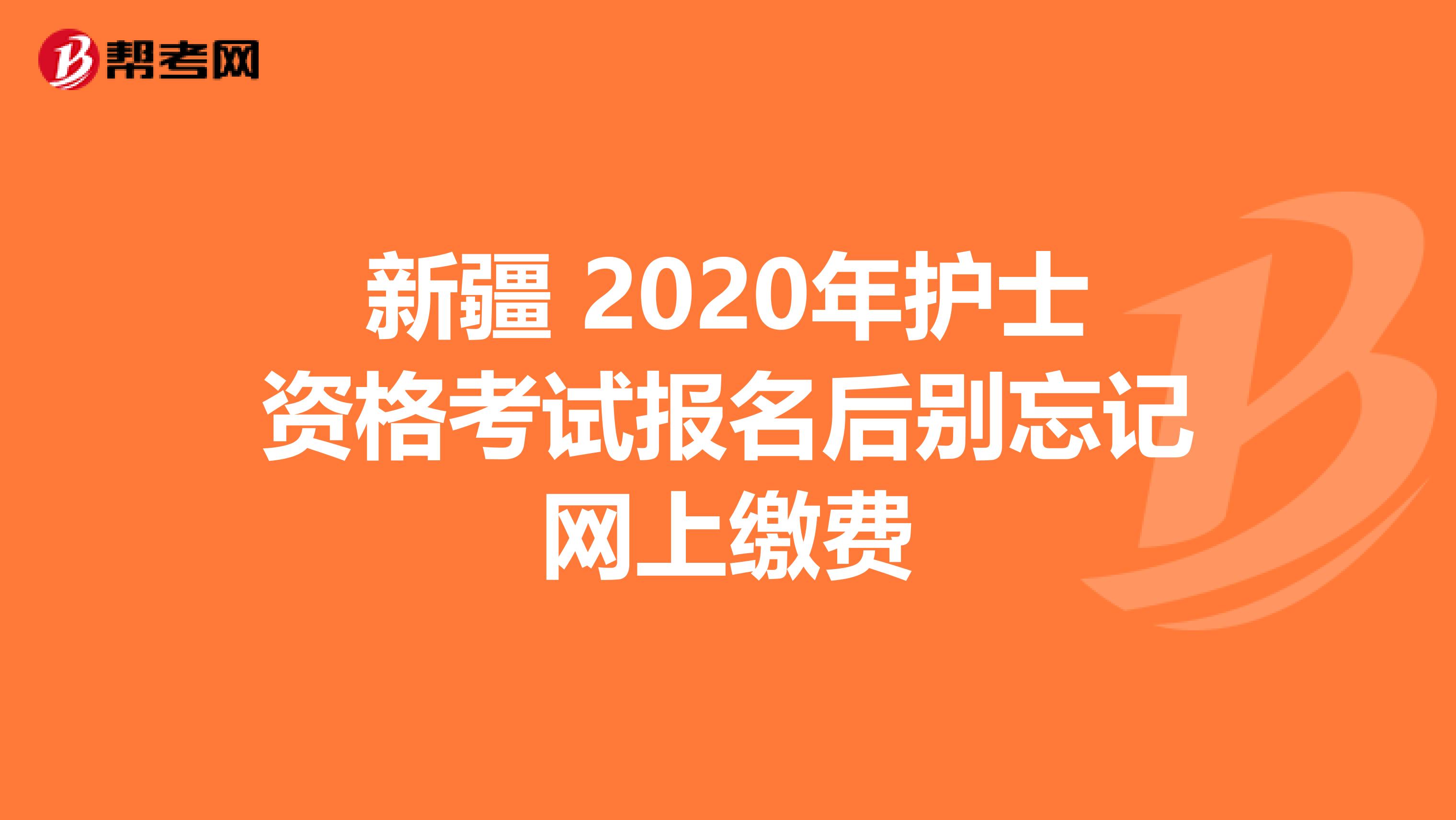 新疆 2020年护士资格考试报名后别忘记网上缴费