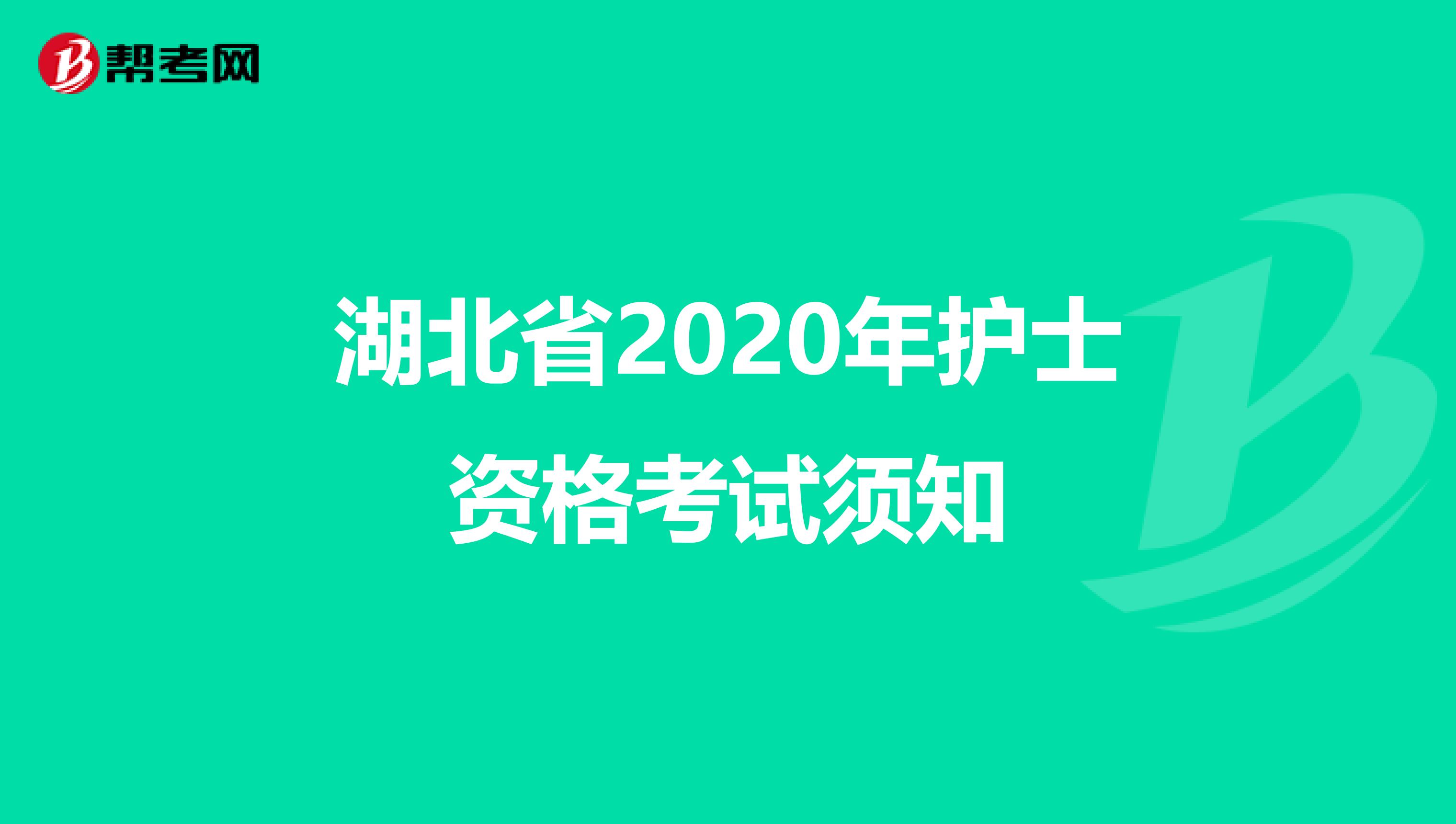 湖北省2020年护士资格考试须知