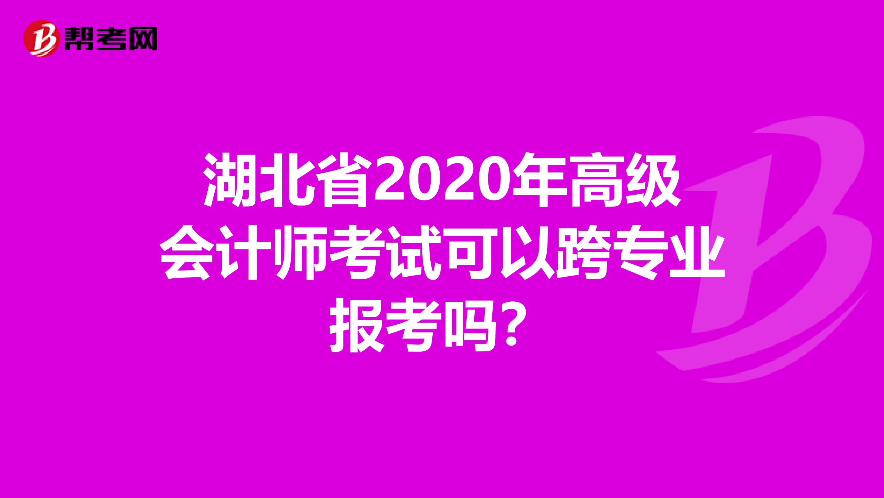 湖北省2020年高级会计师考试可以跨专业报考吗？