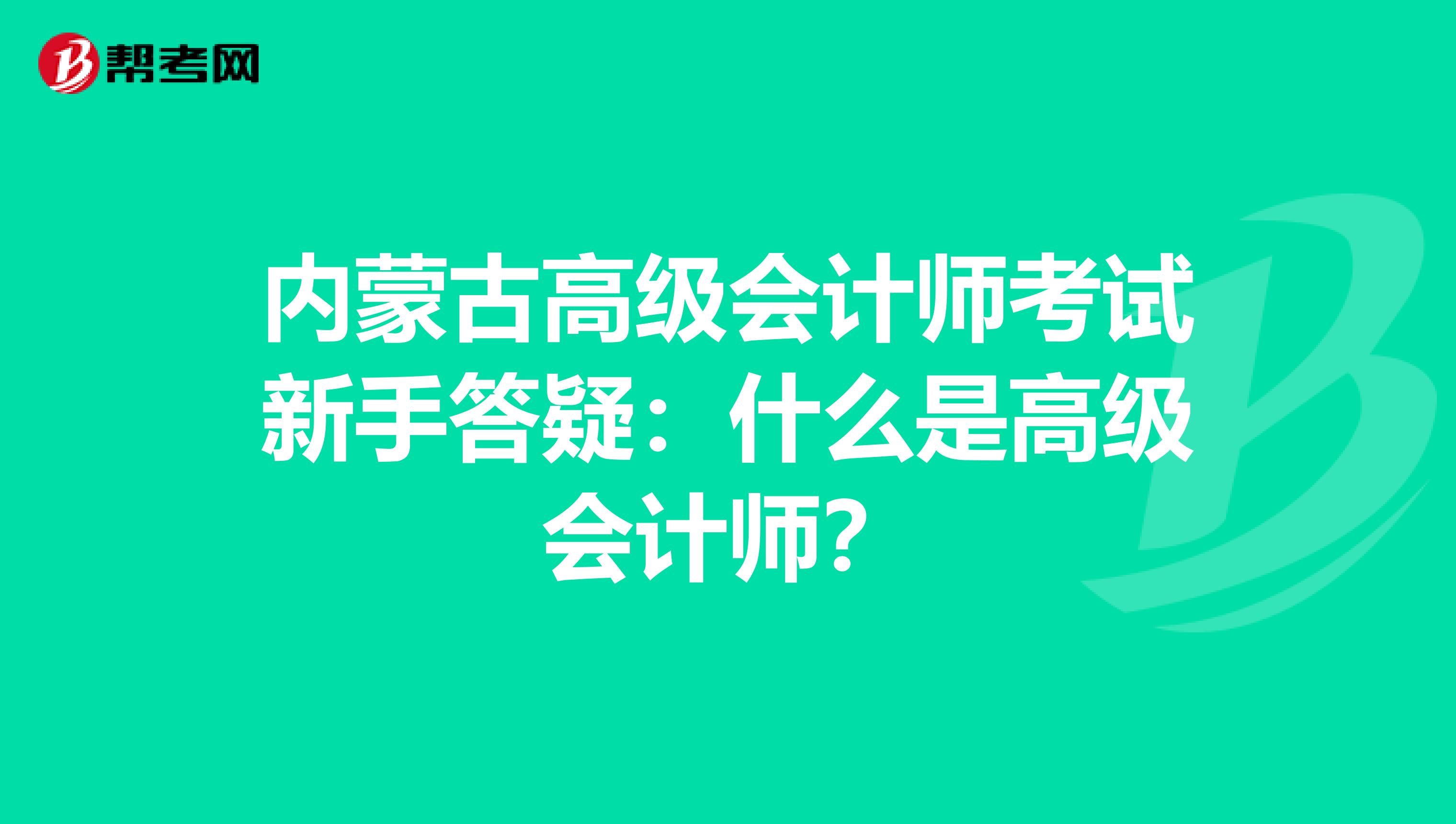 内蒙古高级会计师考试新手答疑：什么是高级会计师？
