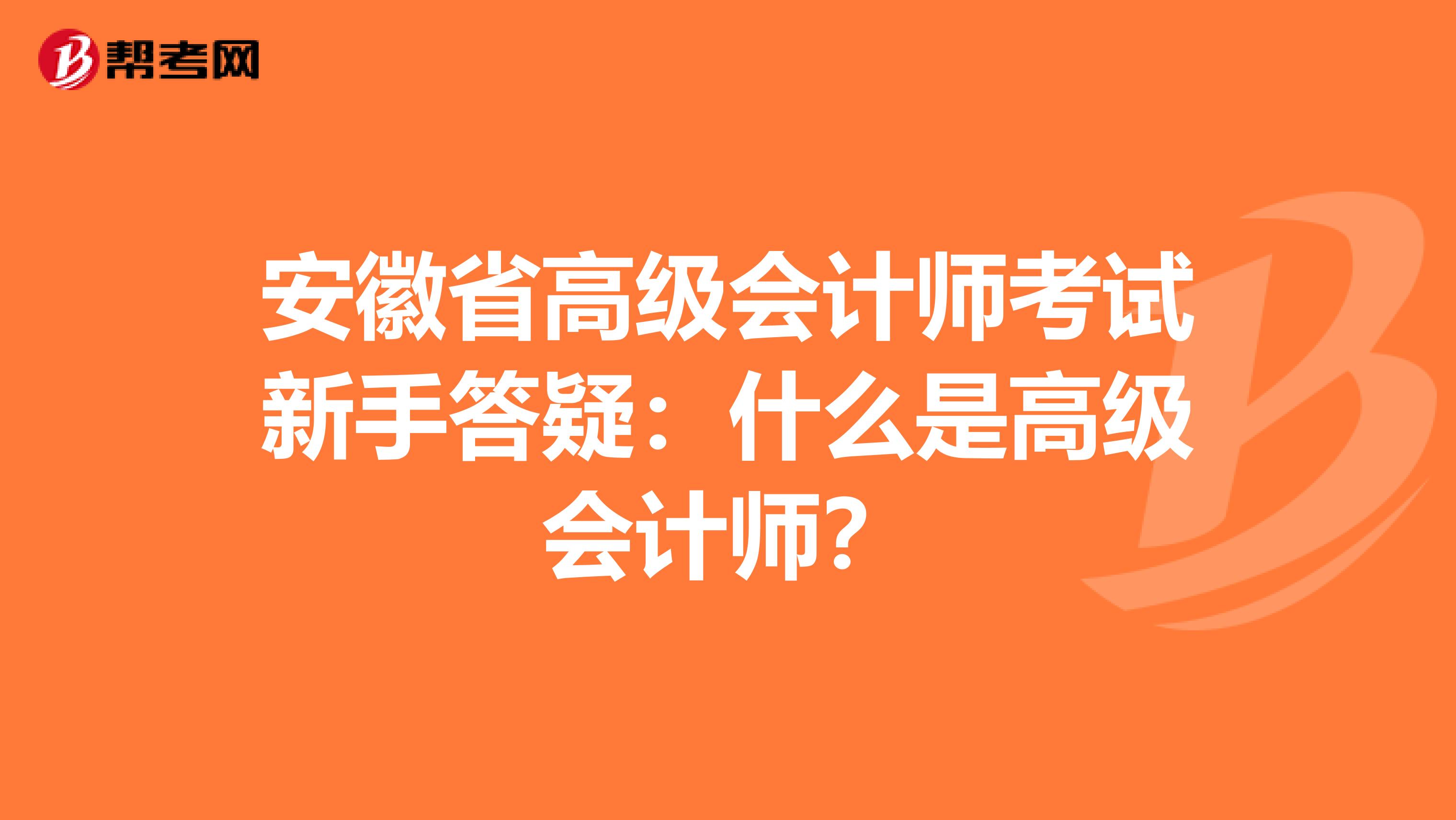 安徽省高级会计师考试新手答疑：什么是高级会计师？