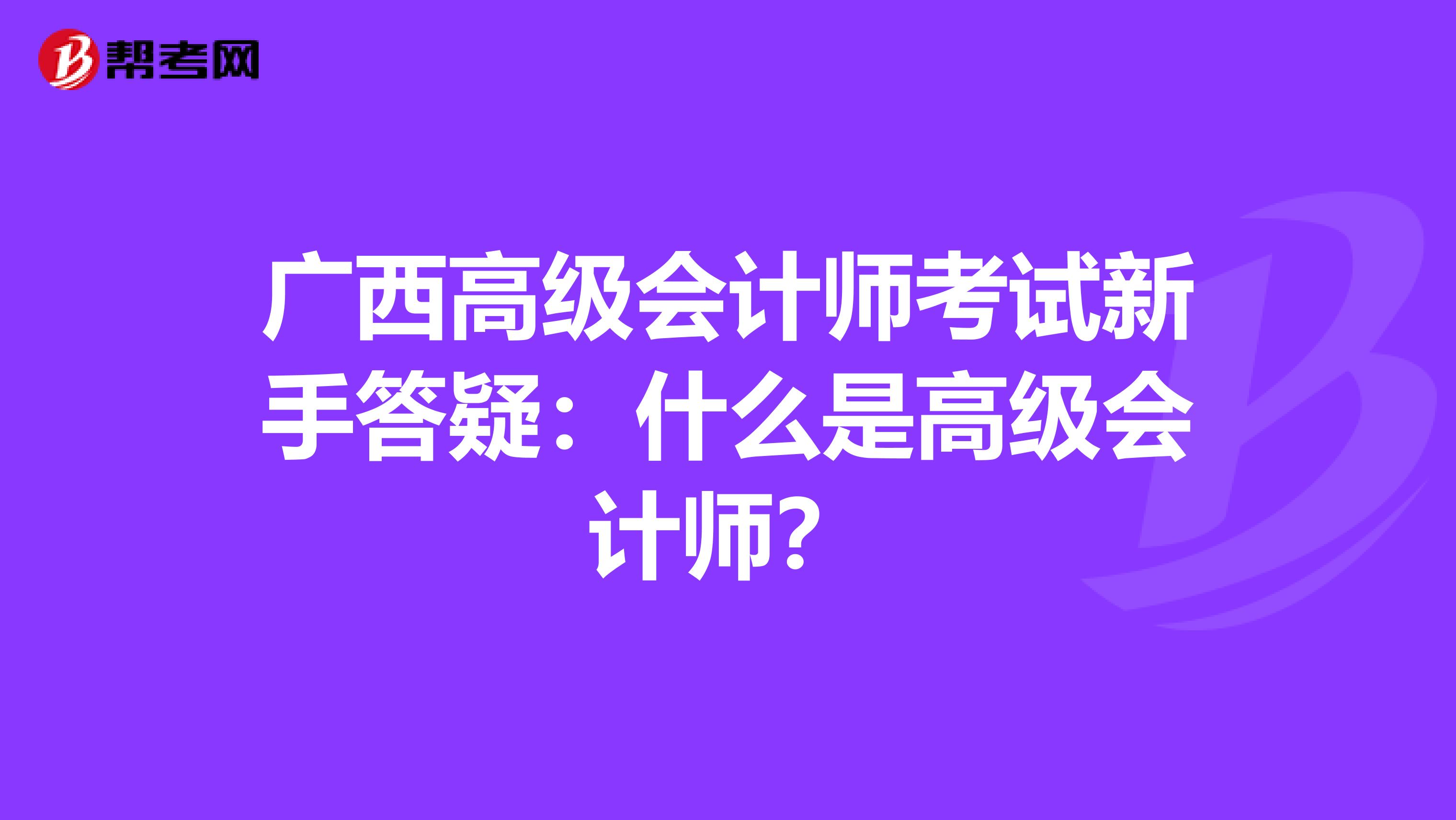 广西高级会计师考试新手答疑：什么是高级会计师？