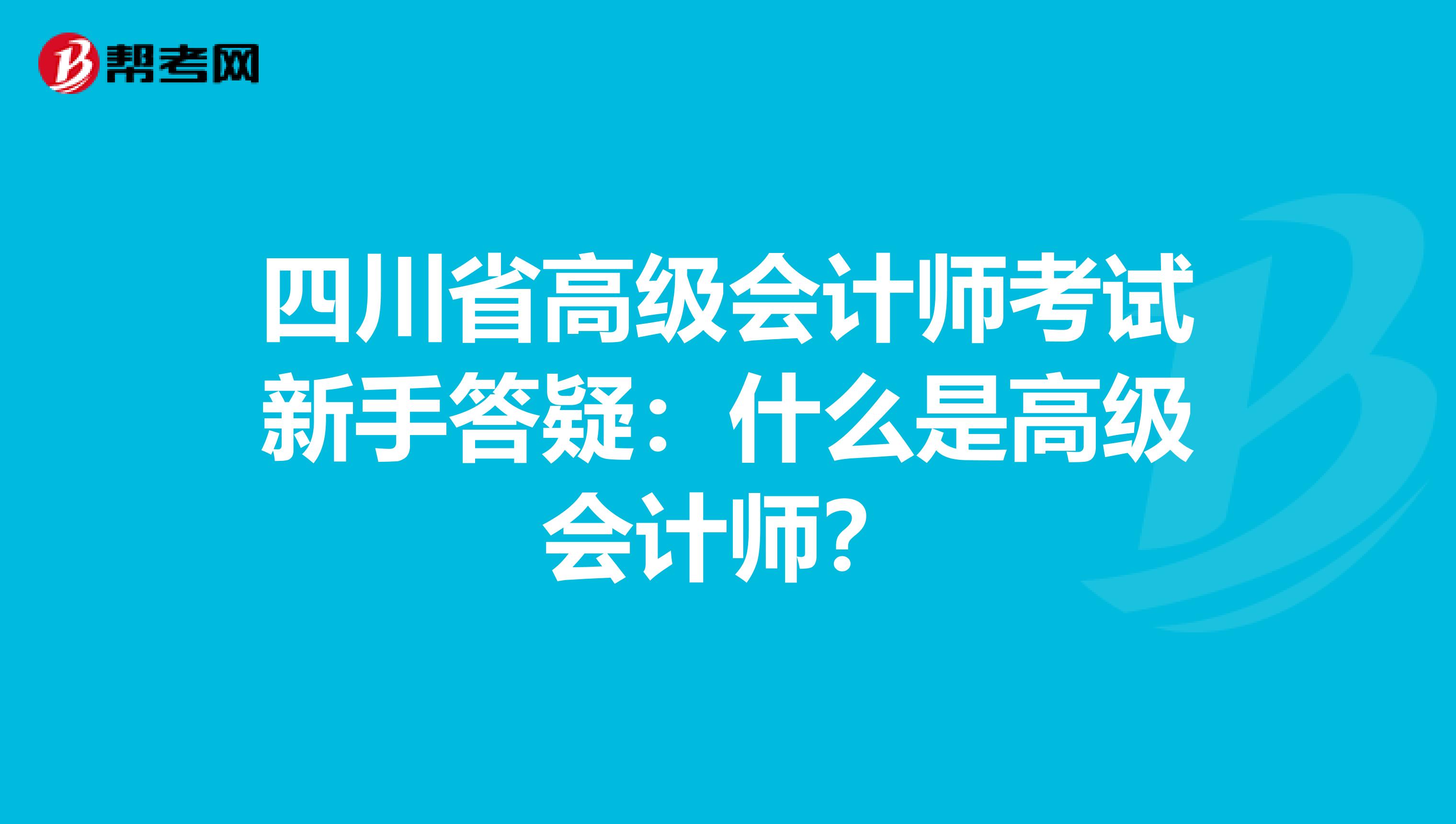 四川省高级会计师考试新手答疑：什么是高级会计师？