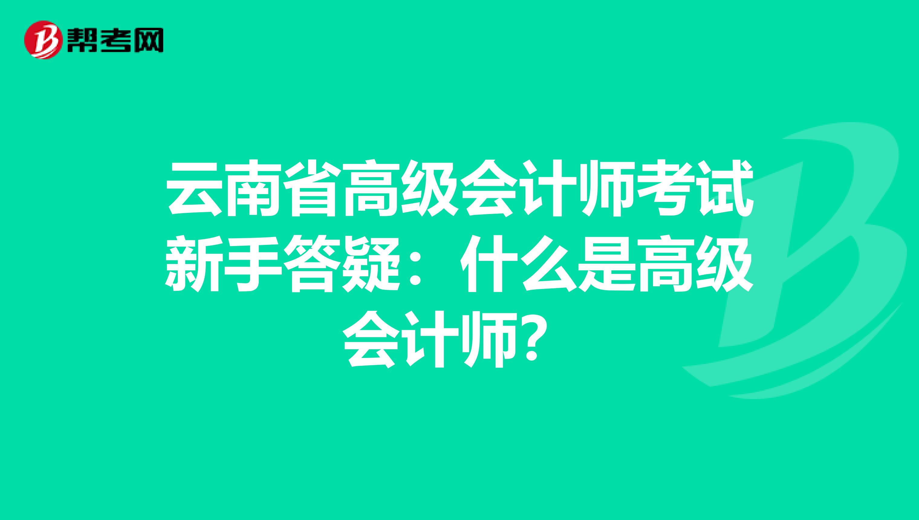 云南省高级会计师考试新手答疑：什么是高级会计师？