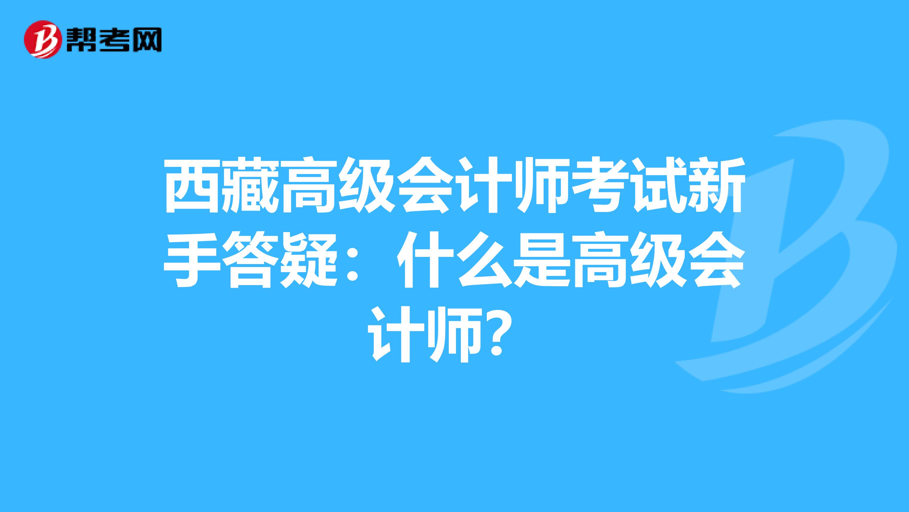 西藏高级会计师考试新手答疑：什么是高级会计师？