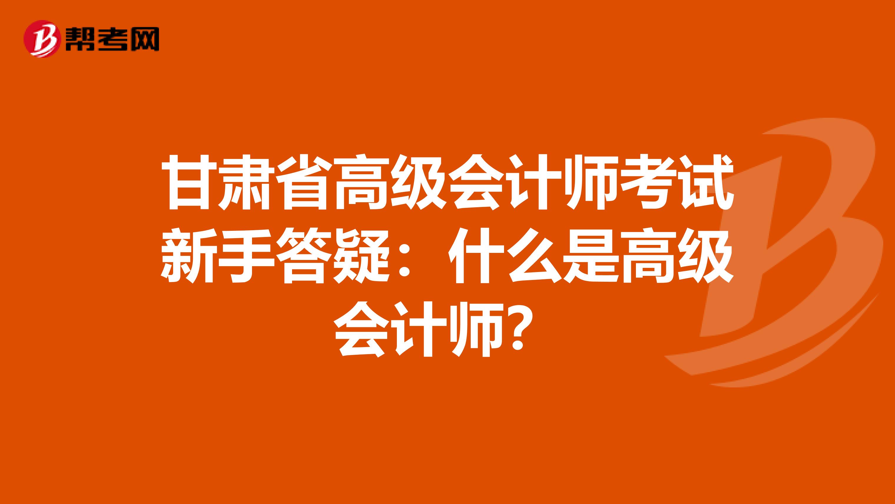 甘肃省高级会计师考试新手答疑：什么是高级会计师？