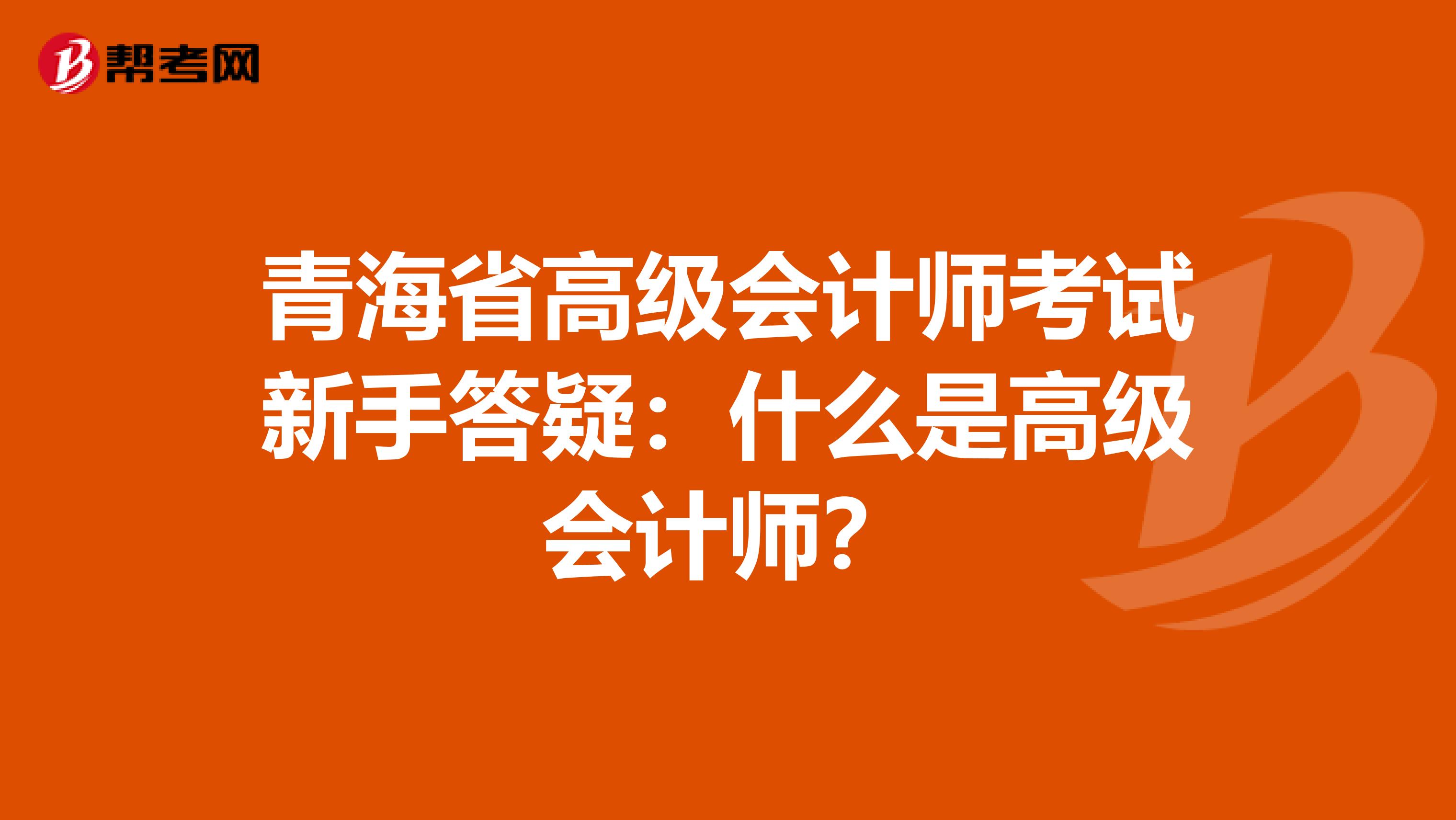 青海省高级会计师考试新手答疑：什么是高级会计师？