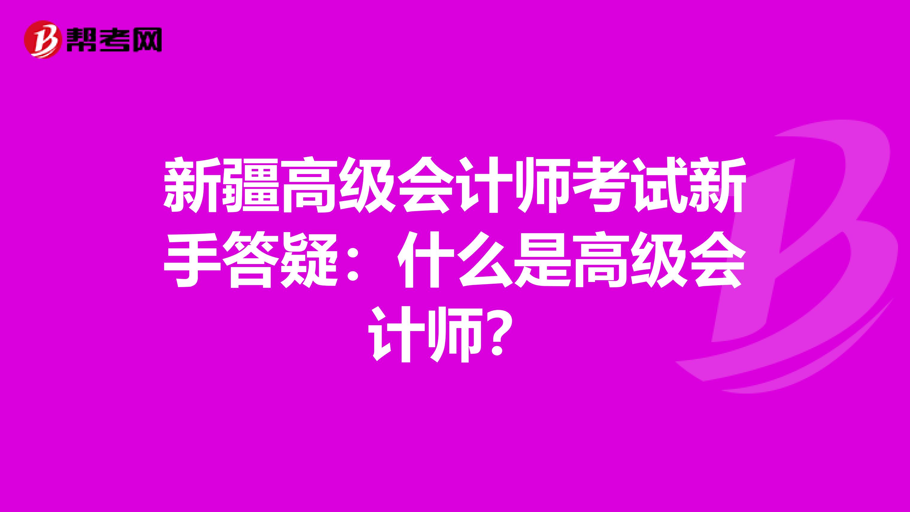 新疆高级会计师考试新手答疑：什么是高级会计师？