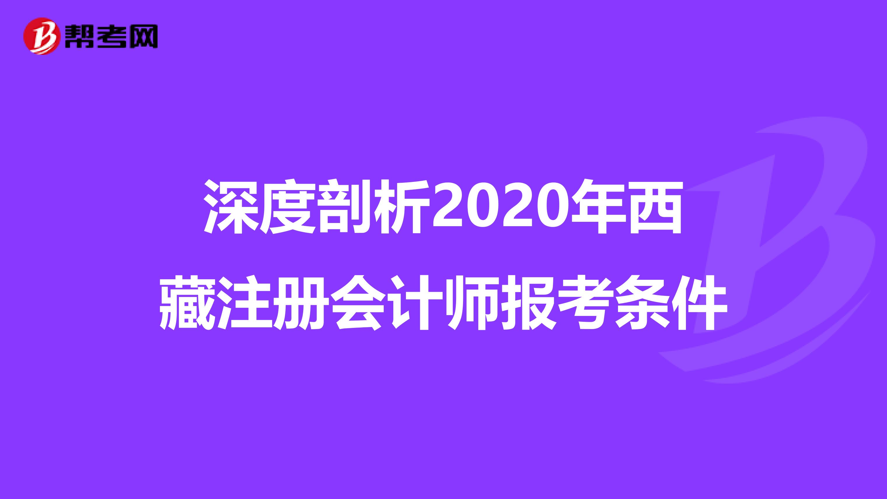 深度剖析2020年西藏注冊會計師報考條件