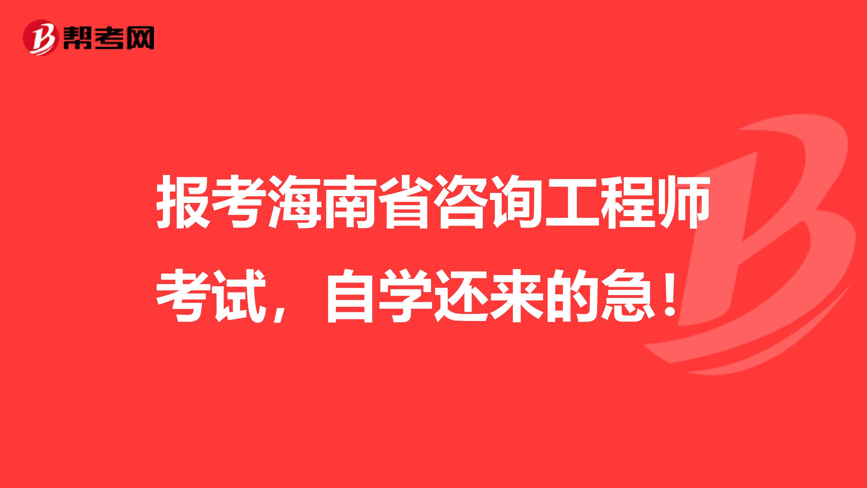 报考海南省咨询工程师考试，自学还来的急！