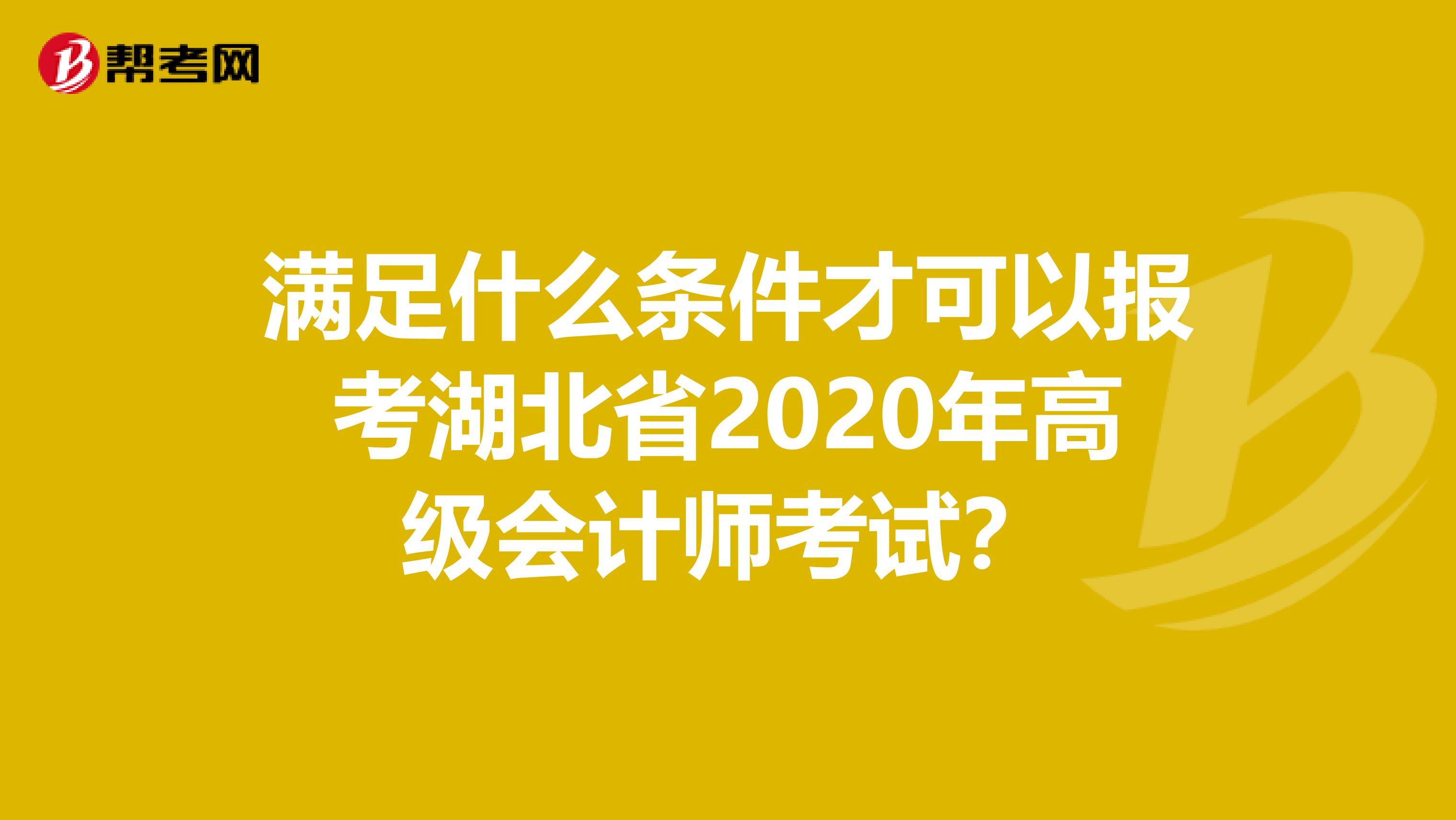 满足什么条件才可以报考湖北省2020年高级会计师考试？