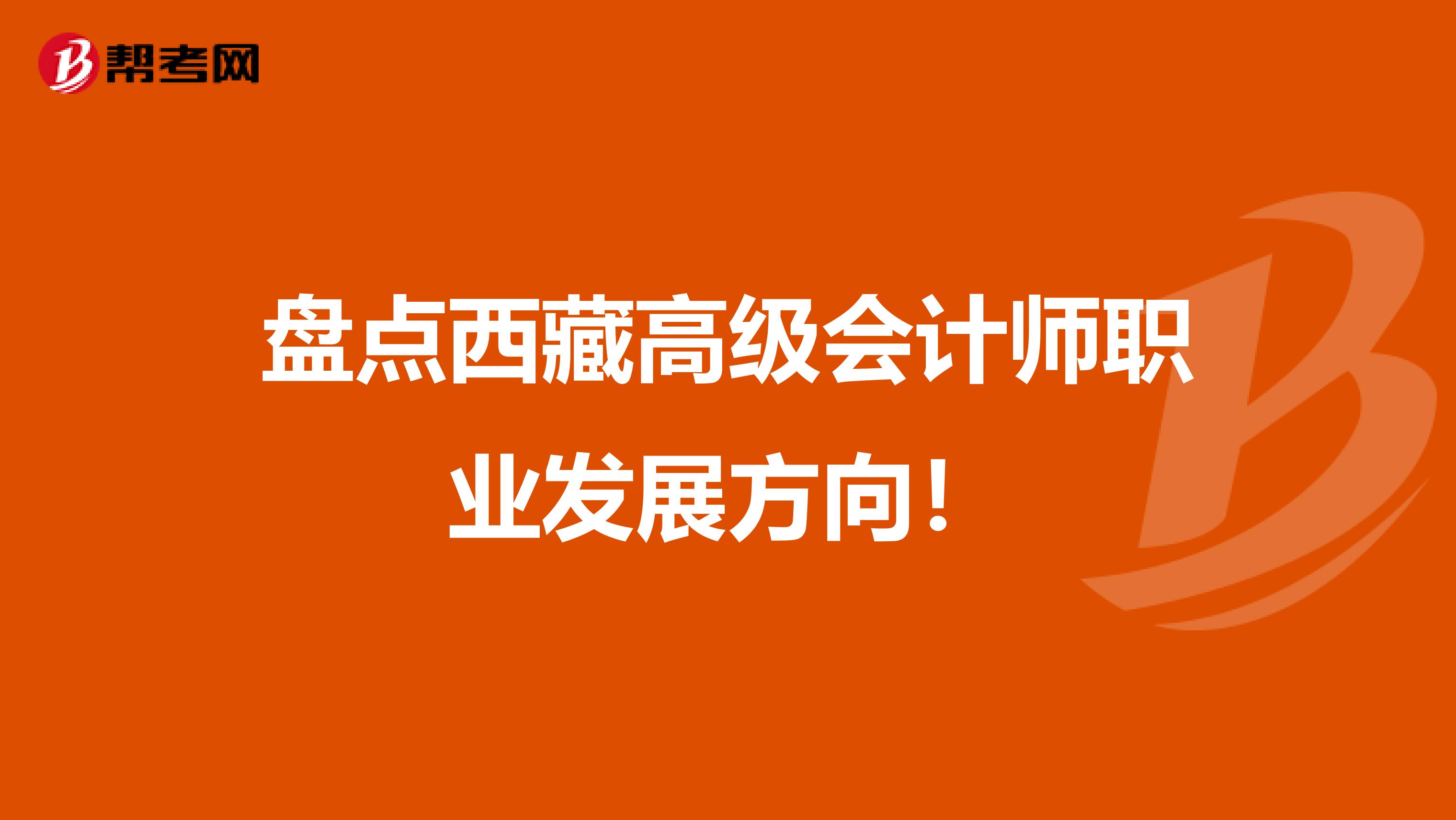 盘点西藏高级会计师职业发展方向！