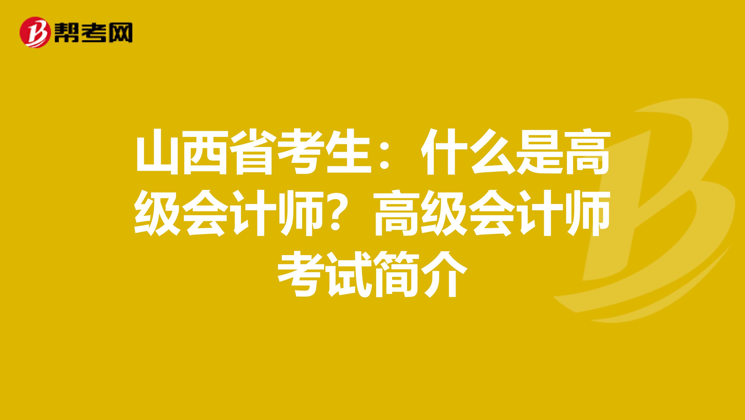 山西省考生：什么是高级会计师？高级会计师考试简介