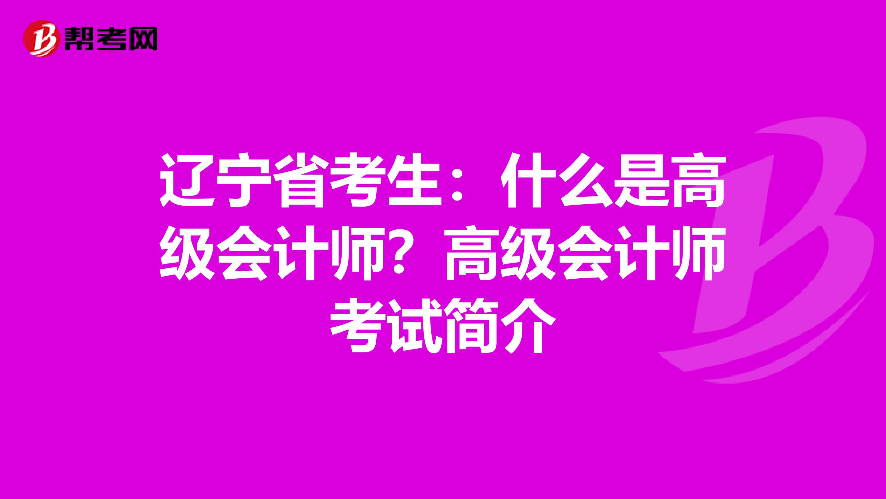 辽宁省考生：什么是高级会计师？高级会计师考试简介