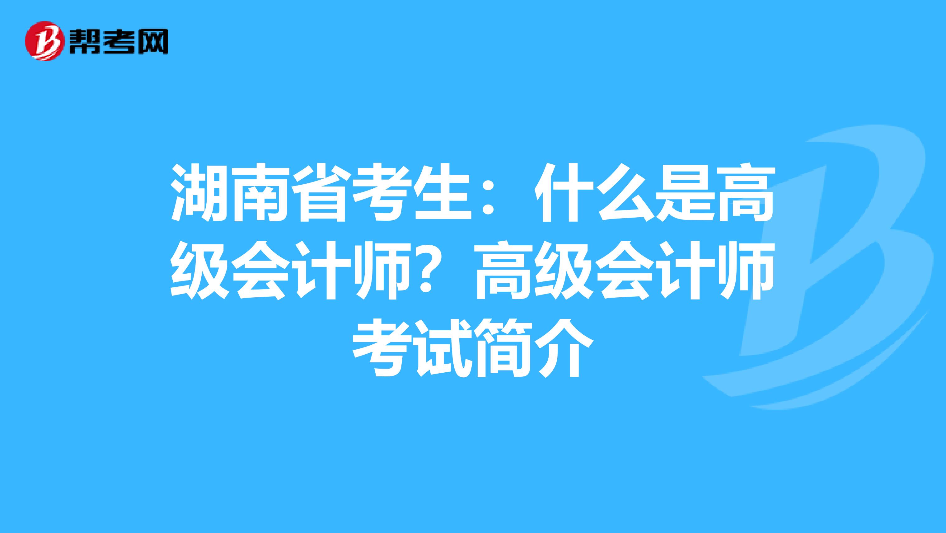 湖南省考生：什么是高级会计师？高级会计师考试简介