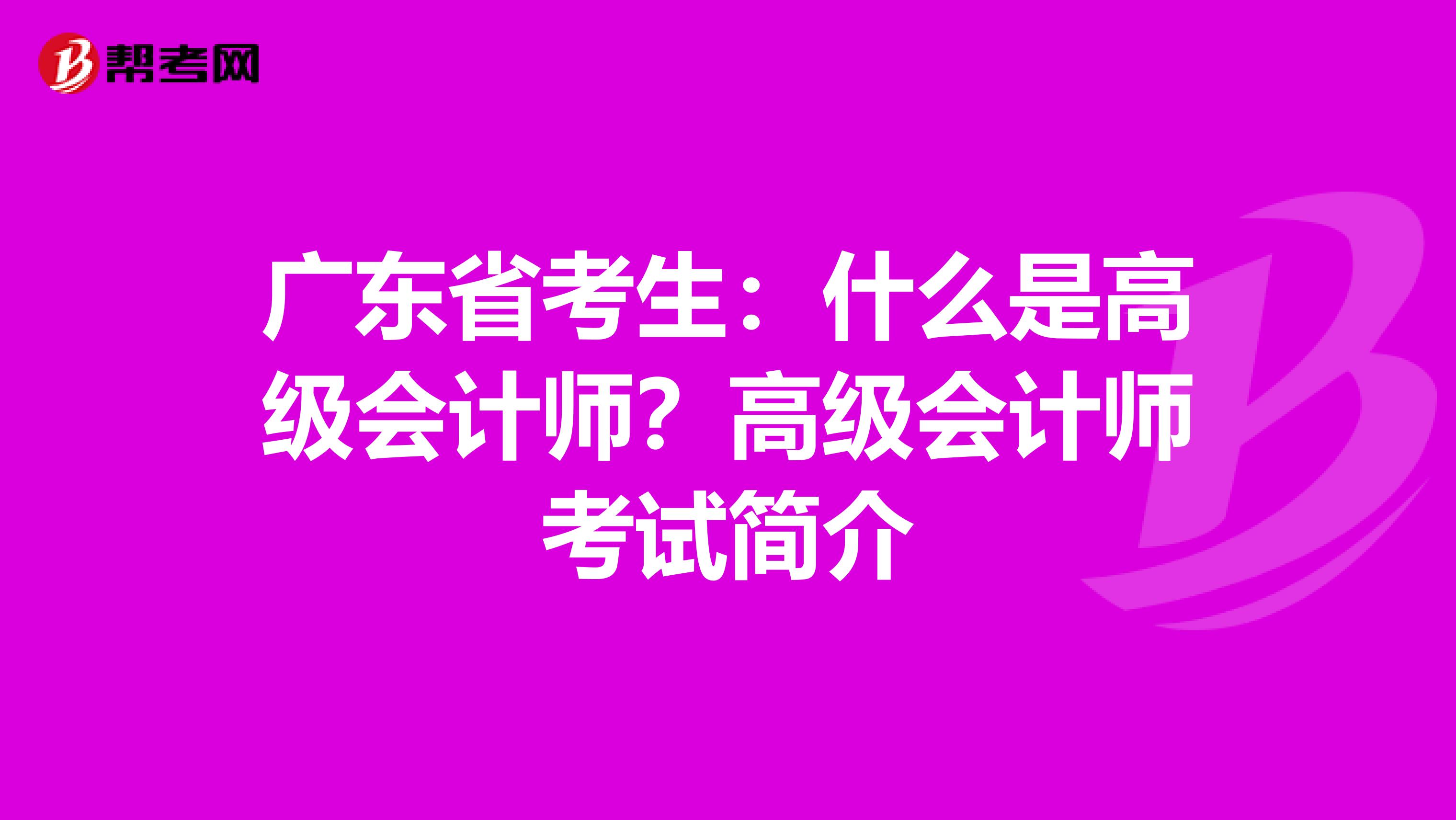 广东省考生：什么是高级会计师？高级会计师考试简介