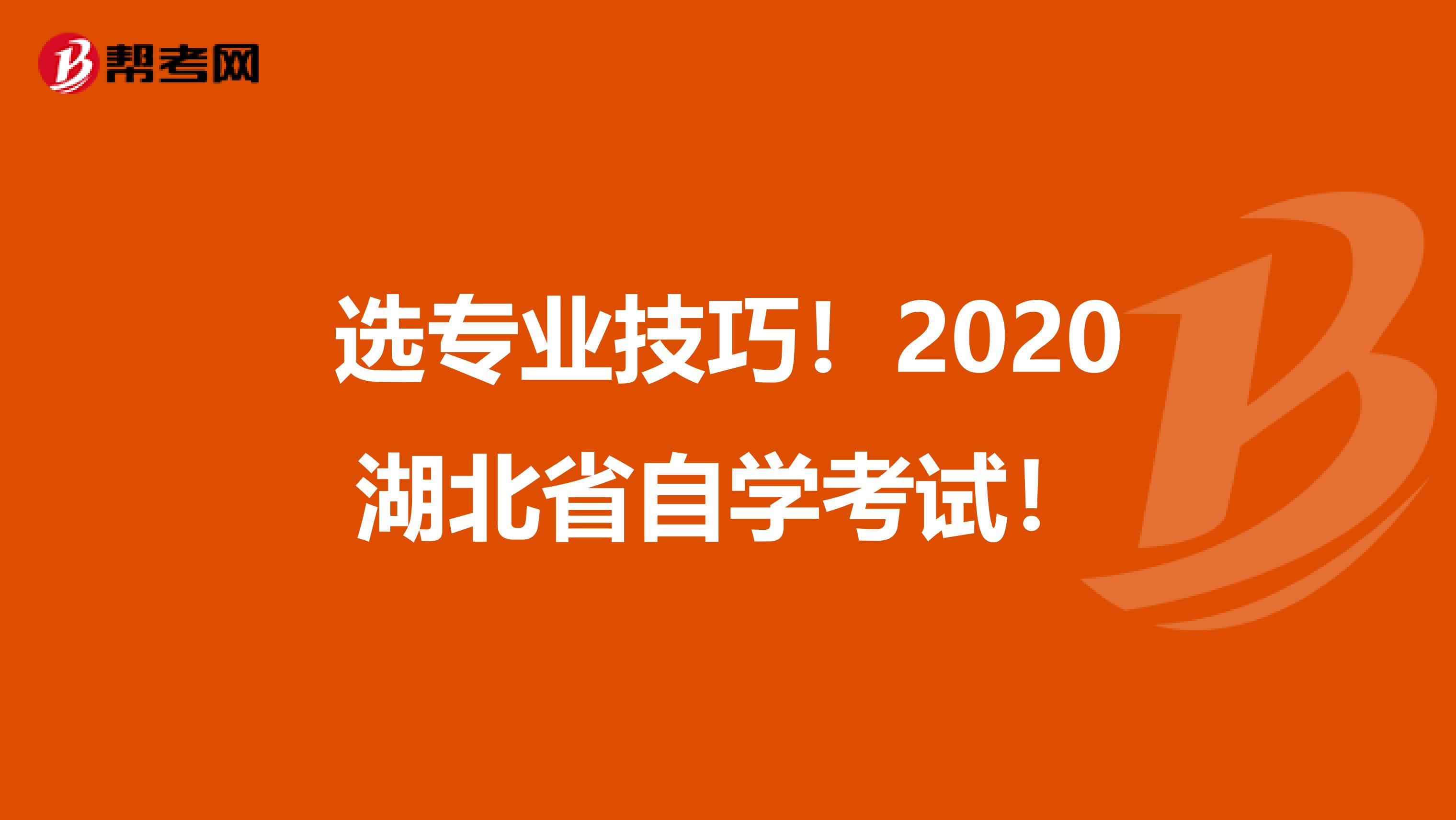 选专业技巧！2020湖北省自学考试！