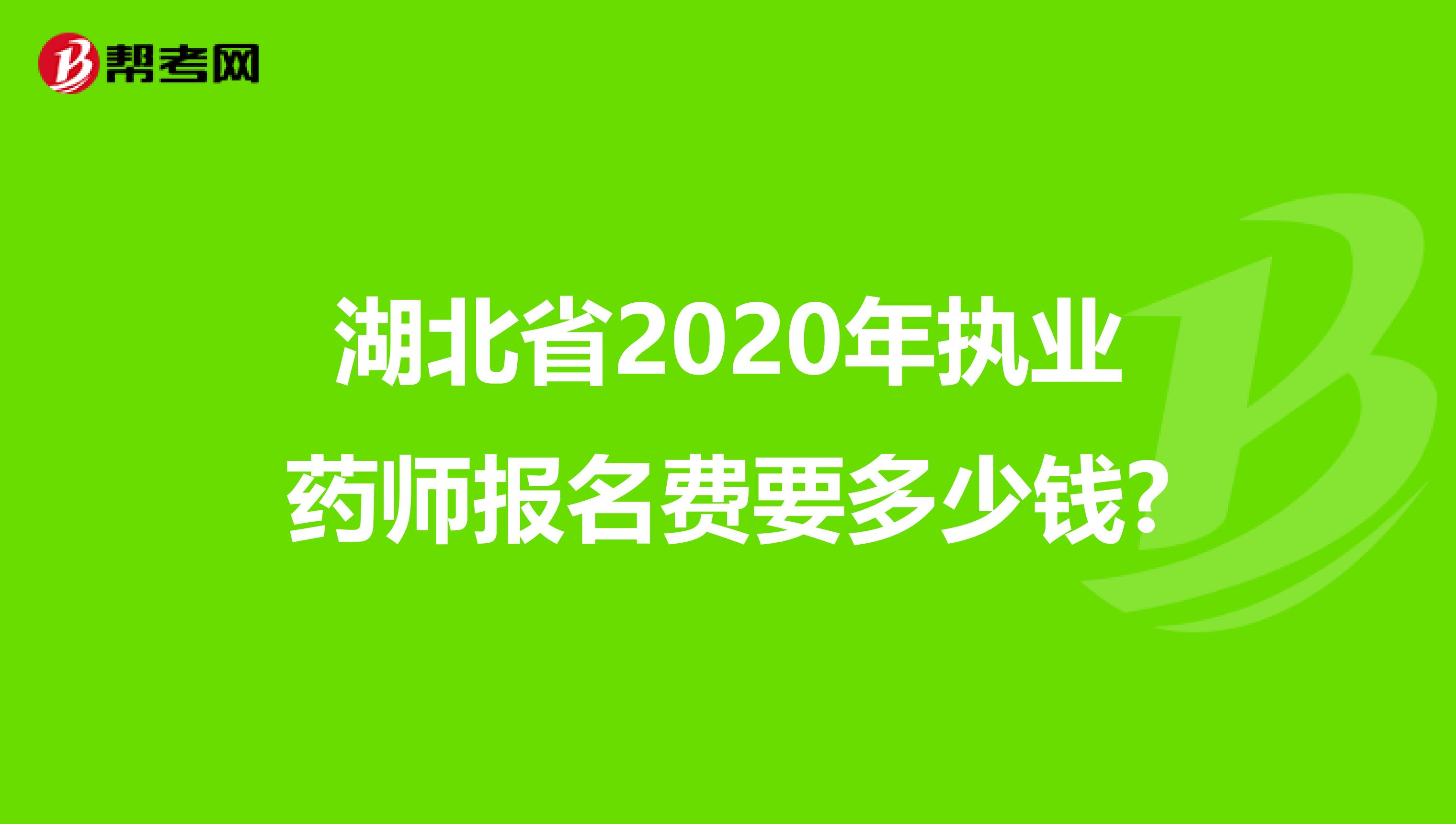 湖北省2020年執業藥師報名費要多少錢?