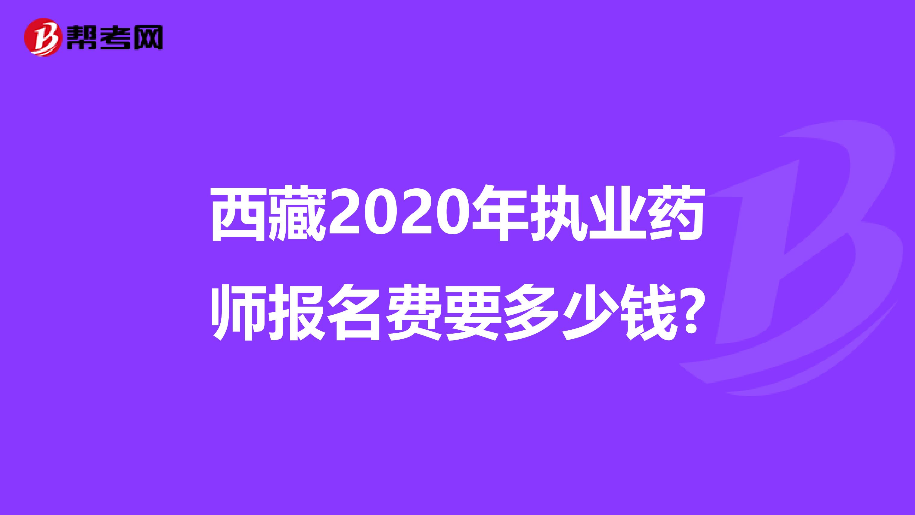 西藏2020年执业药师报名费要多少钱?