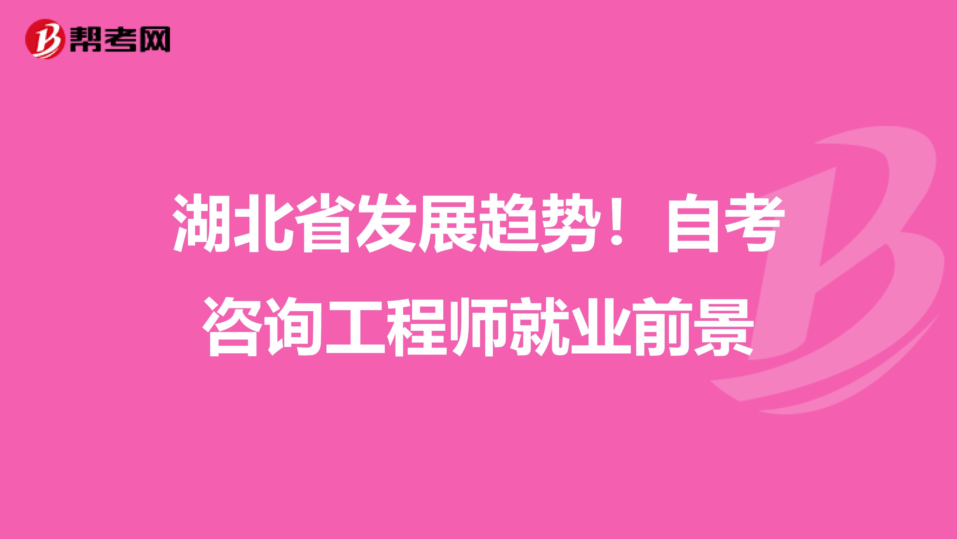 湖北省发展趋势！自考咨询工程师就业前景