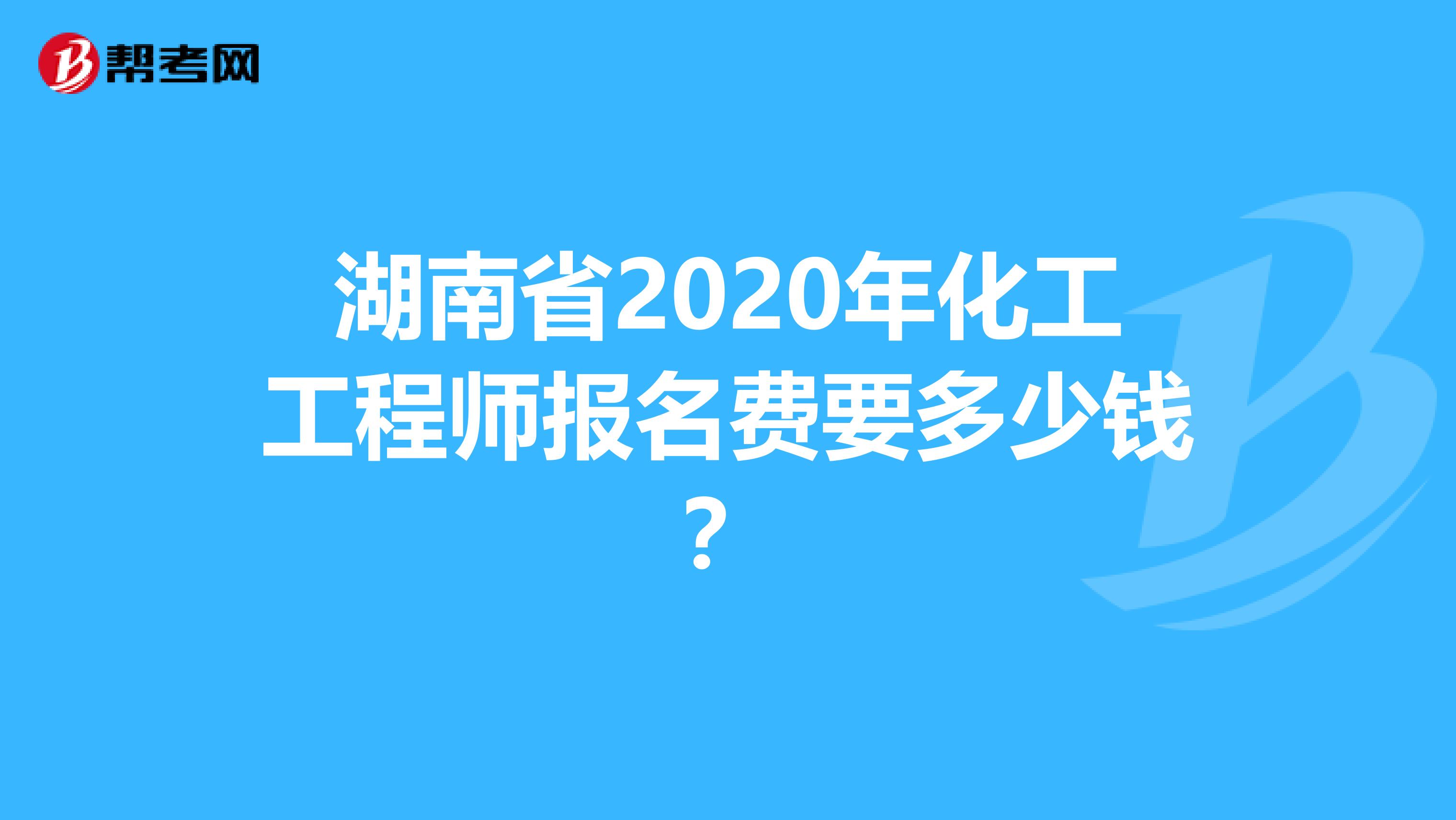 湖南省2020年化工工程师报名费要多少钱？