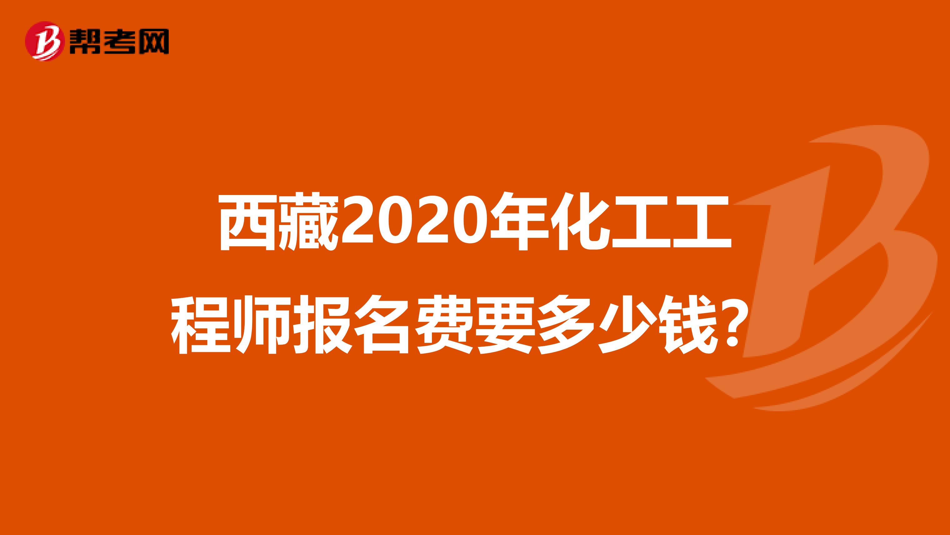 西藏2020年化工工程师报名费要多少钱？