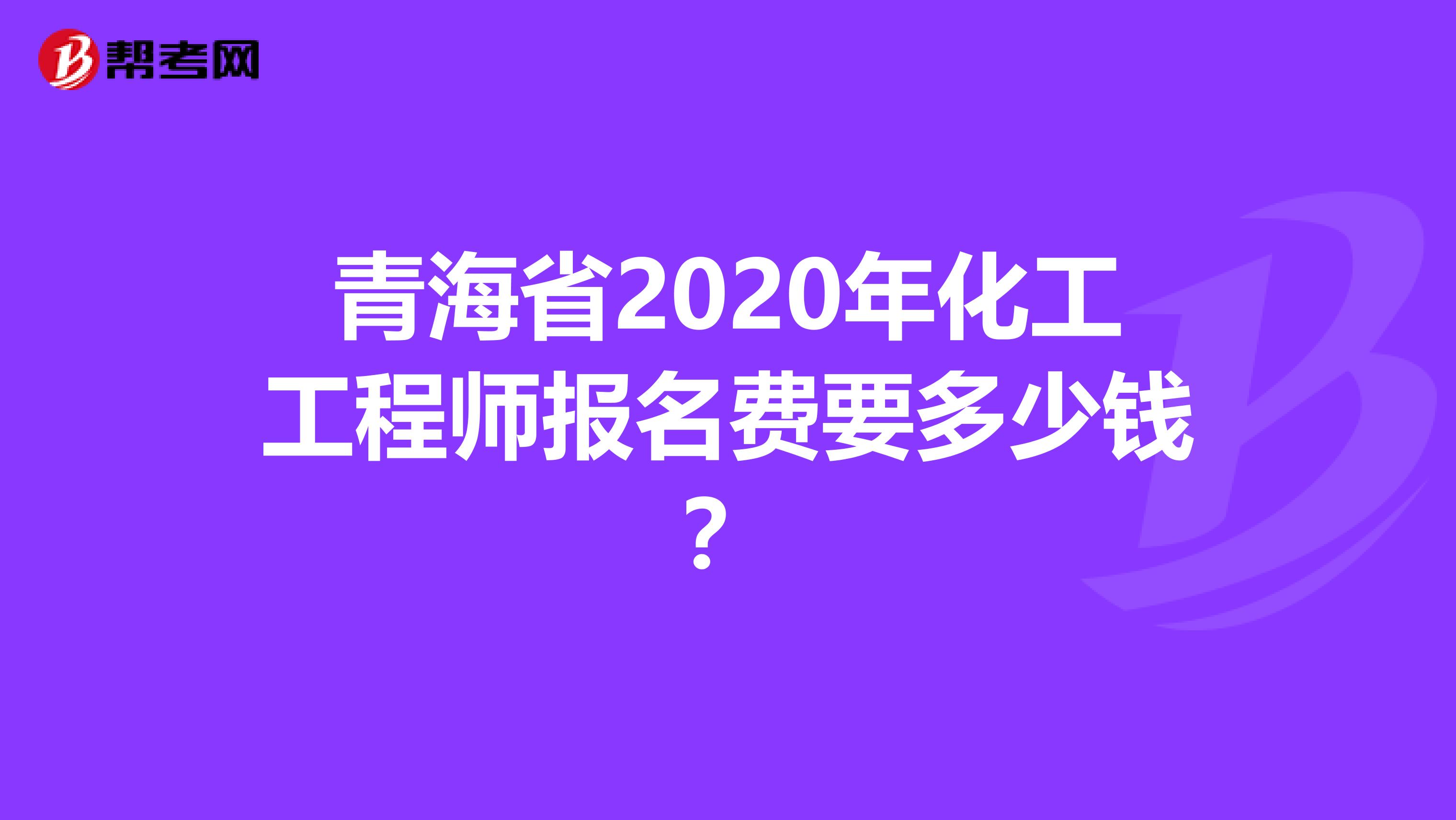青海省2020年化工工程师报名费要多少钱？