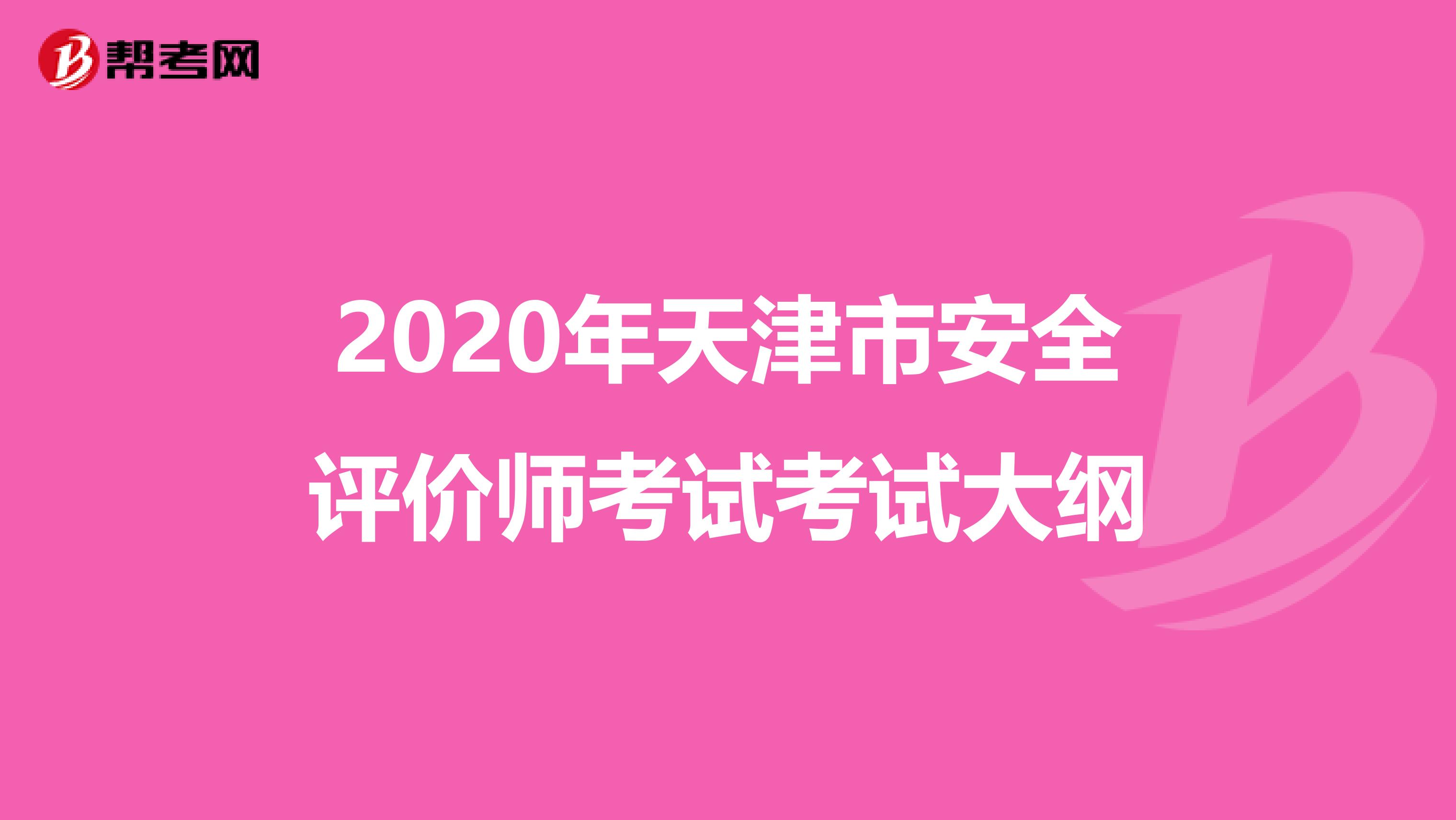 2020年天津市安全评价师考试考试大纲