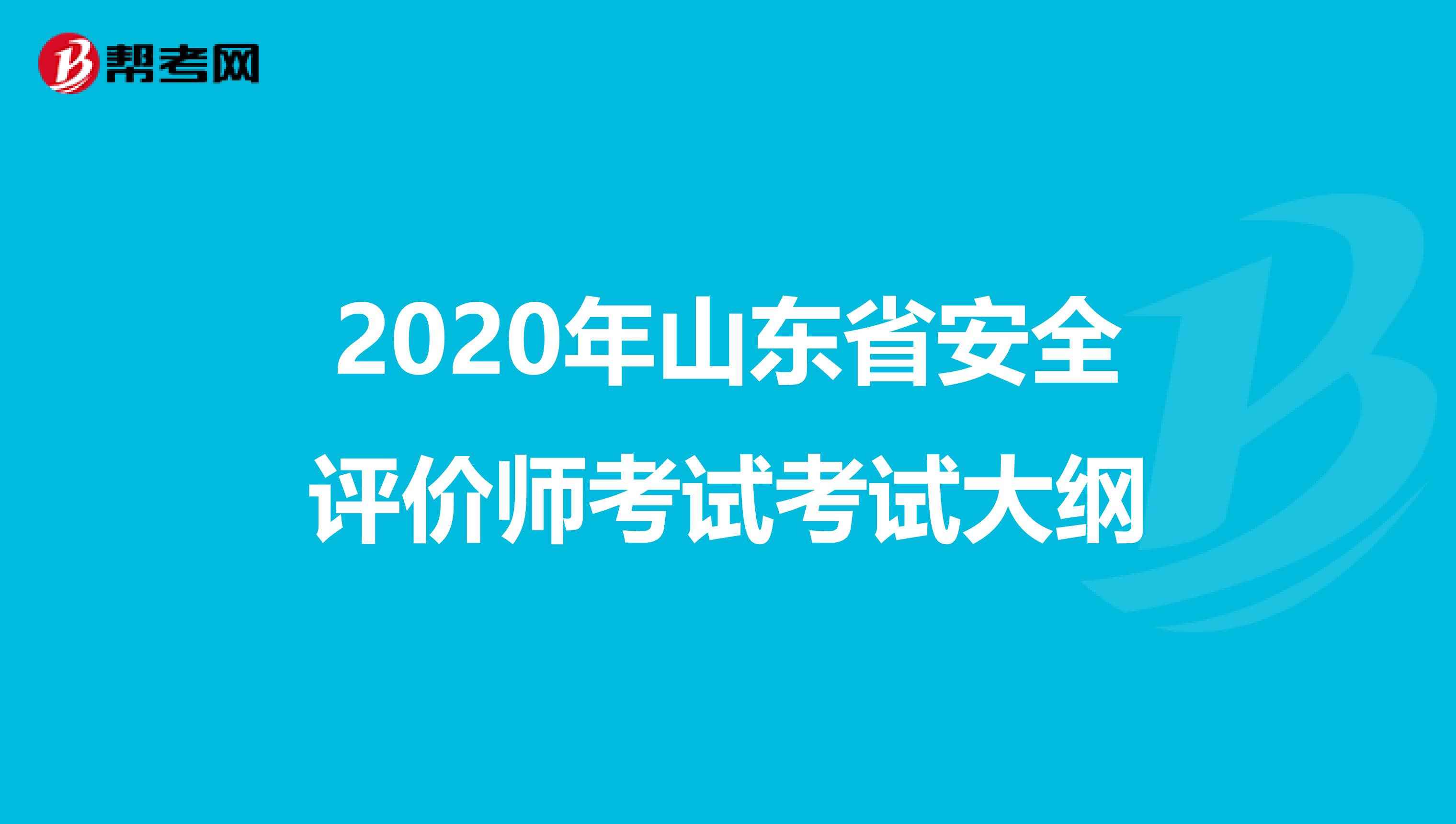 2020年山东省安全评价师考试考试大纲