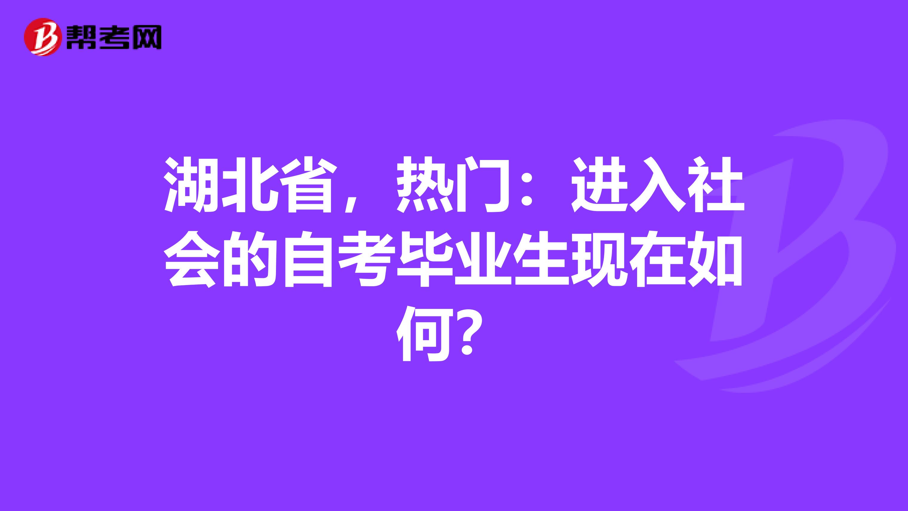 湖北省，热门：进入社会的自考毕业生现在如何？