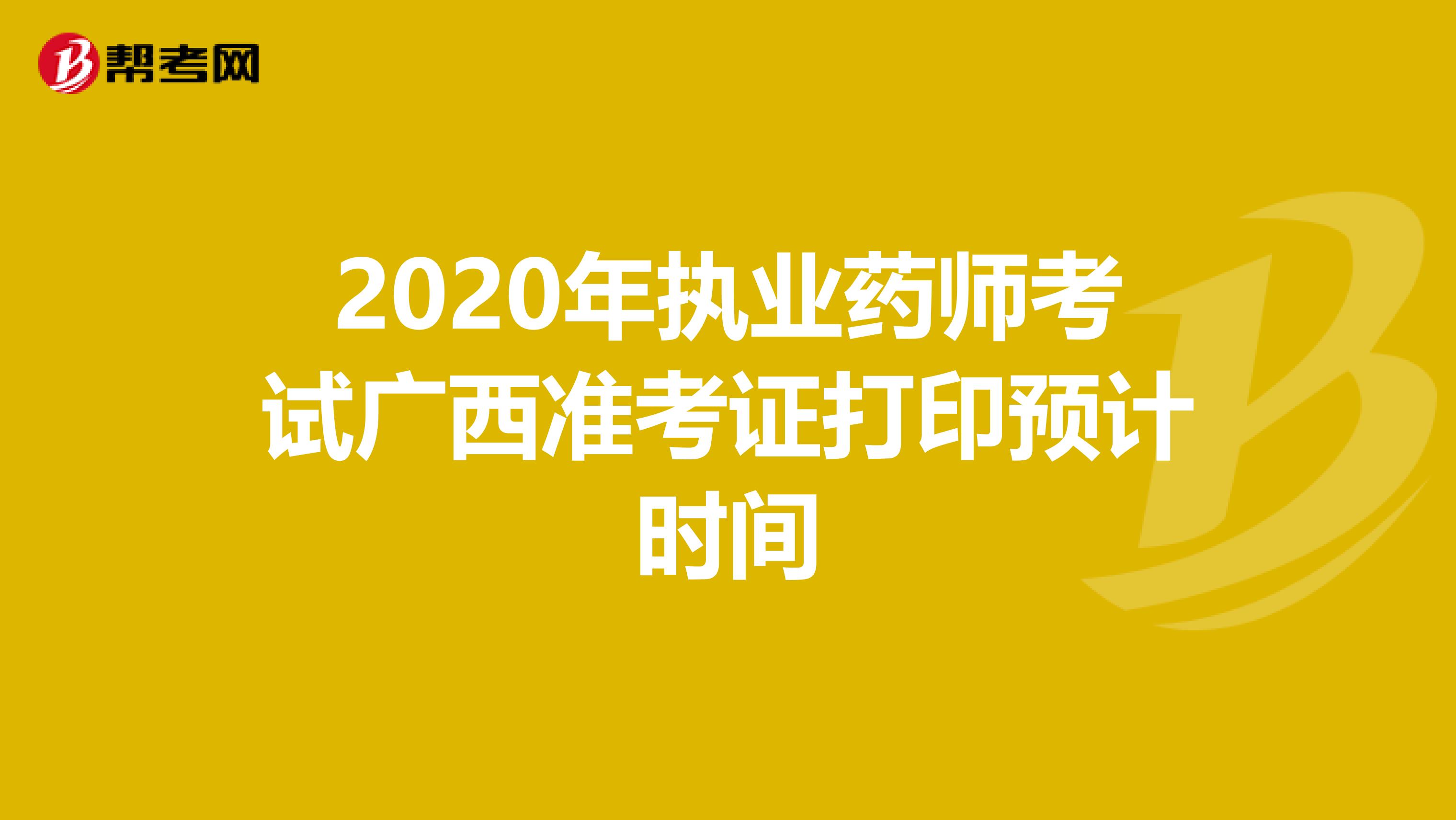 2020年执业药师考试广西准考证打印预计时间