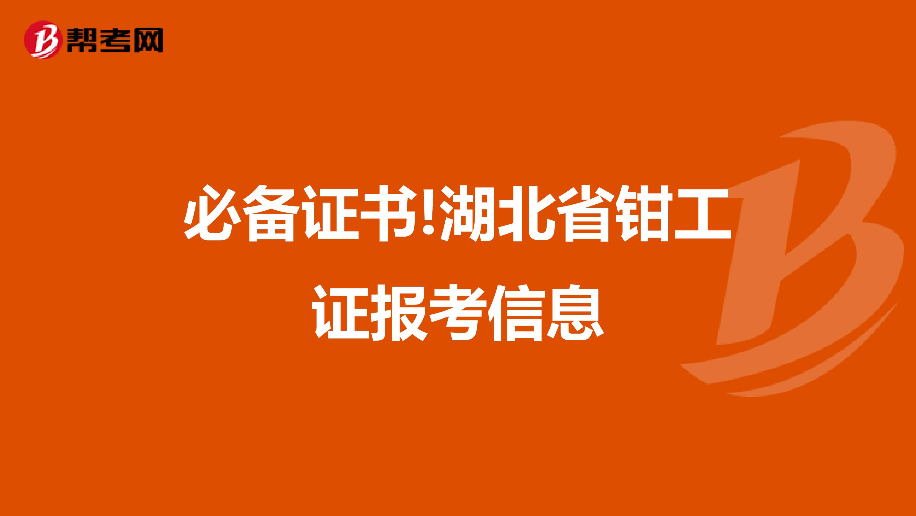 必备证书!湖北省钳工证报考信息
