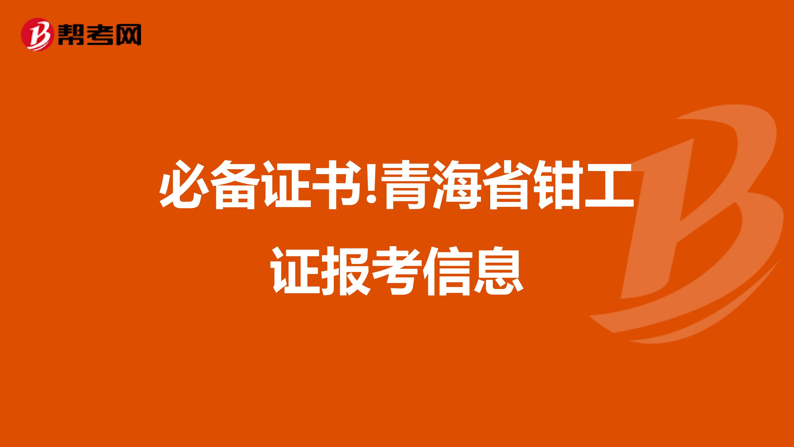 必备证书!青海省钳工证报考信息