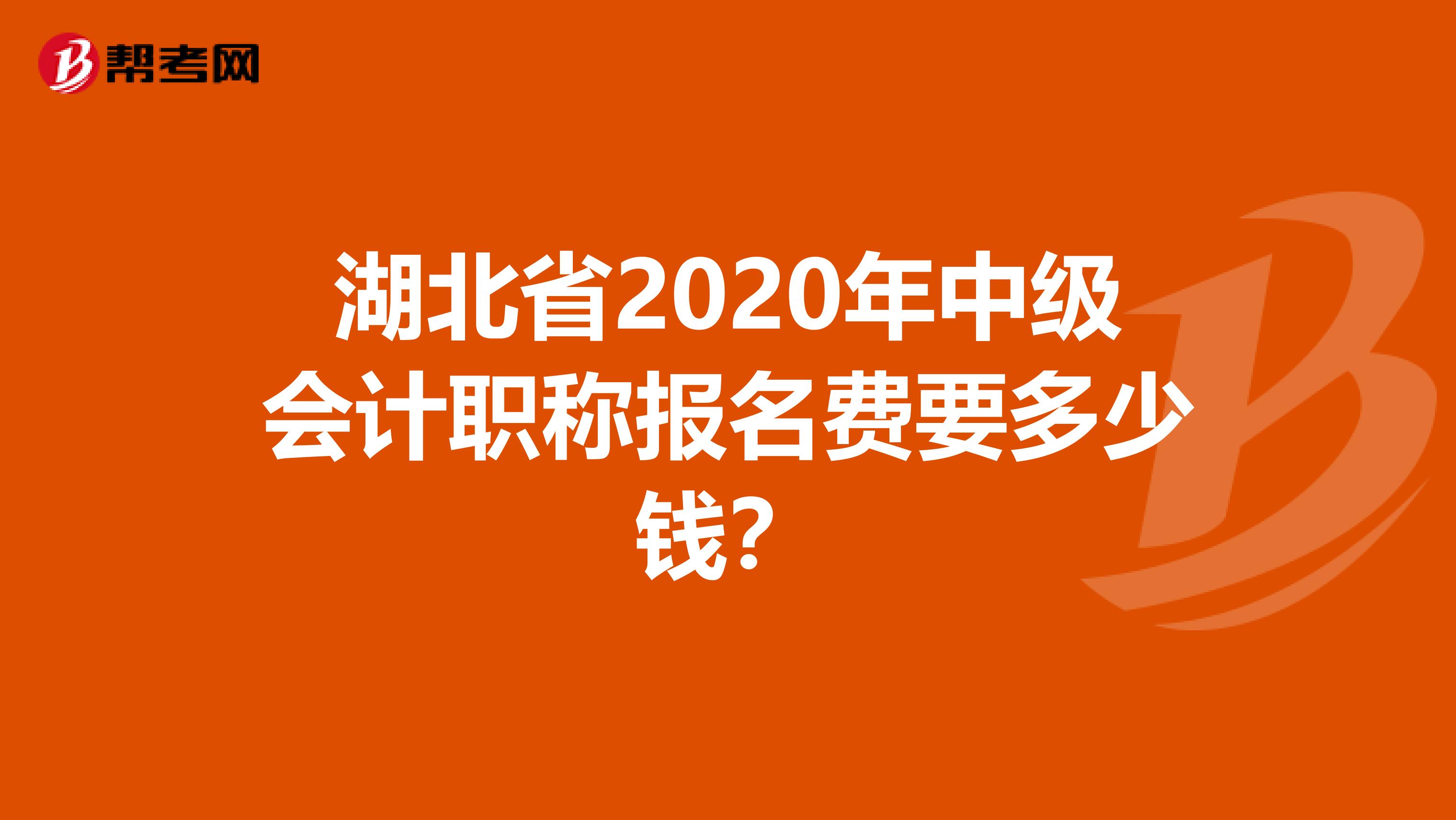 湖北省2020年中级会计职称报名费要多少钱？