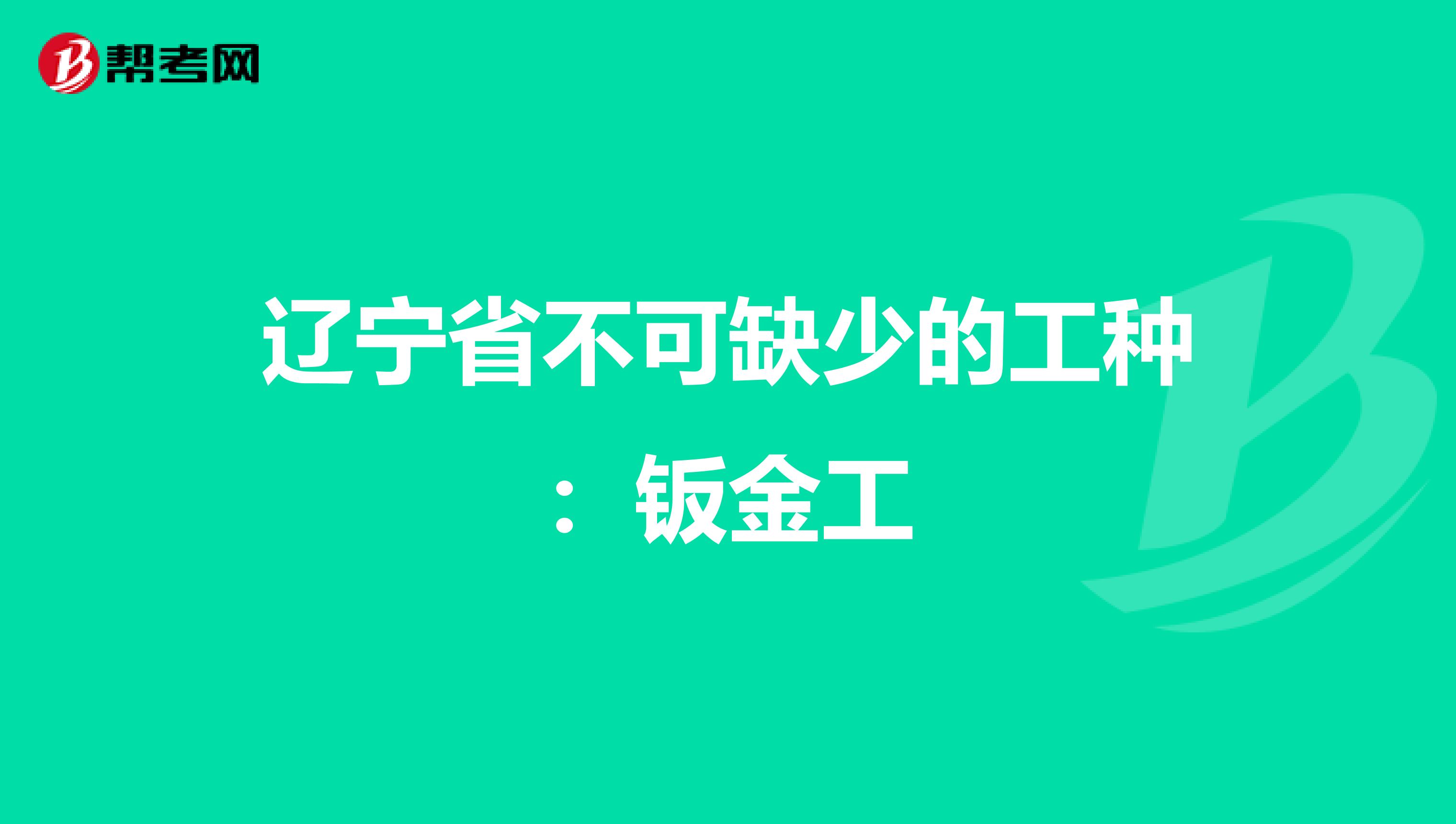 辽宁省不可缺少的工种：钣金工