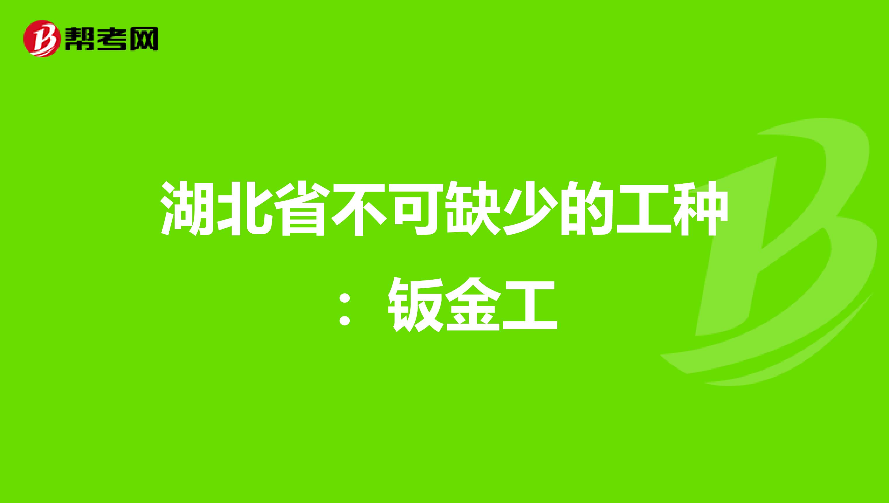 湖北省不可缺少的工种：钣金工