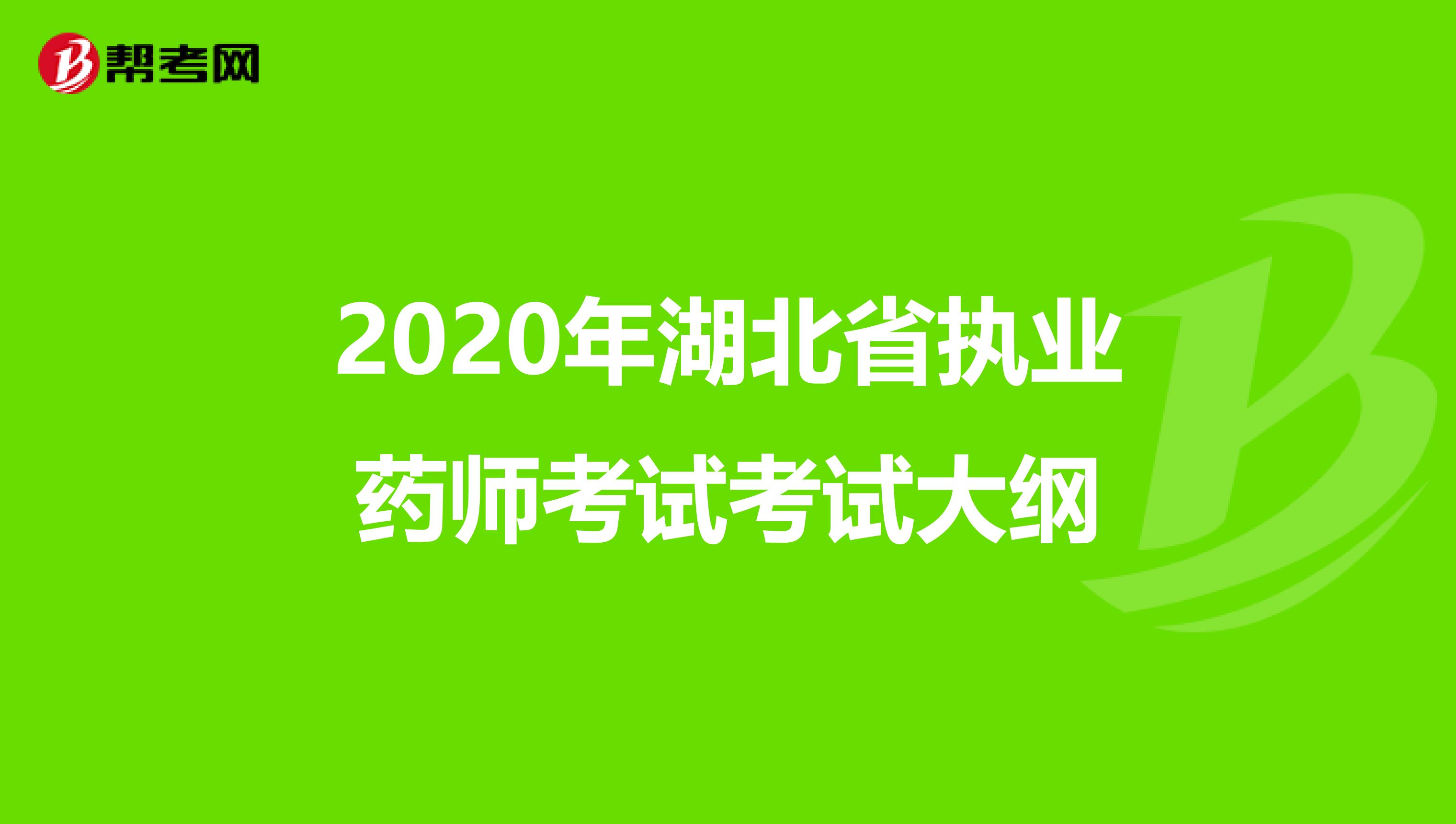 2020年湖北省执业药师考试考试大纲